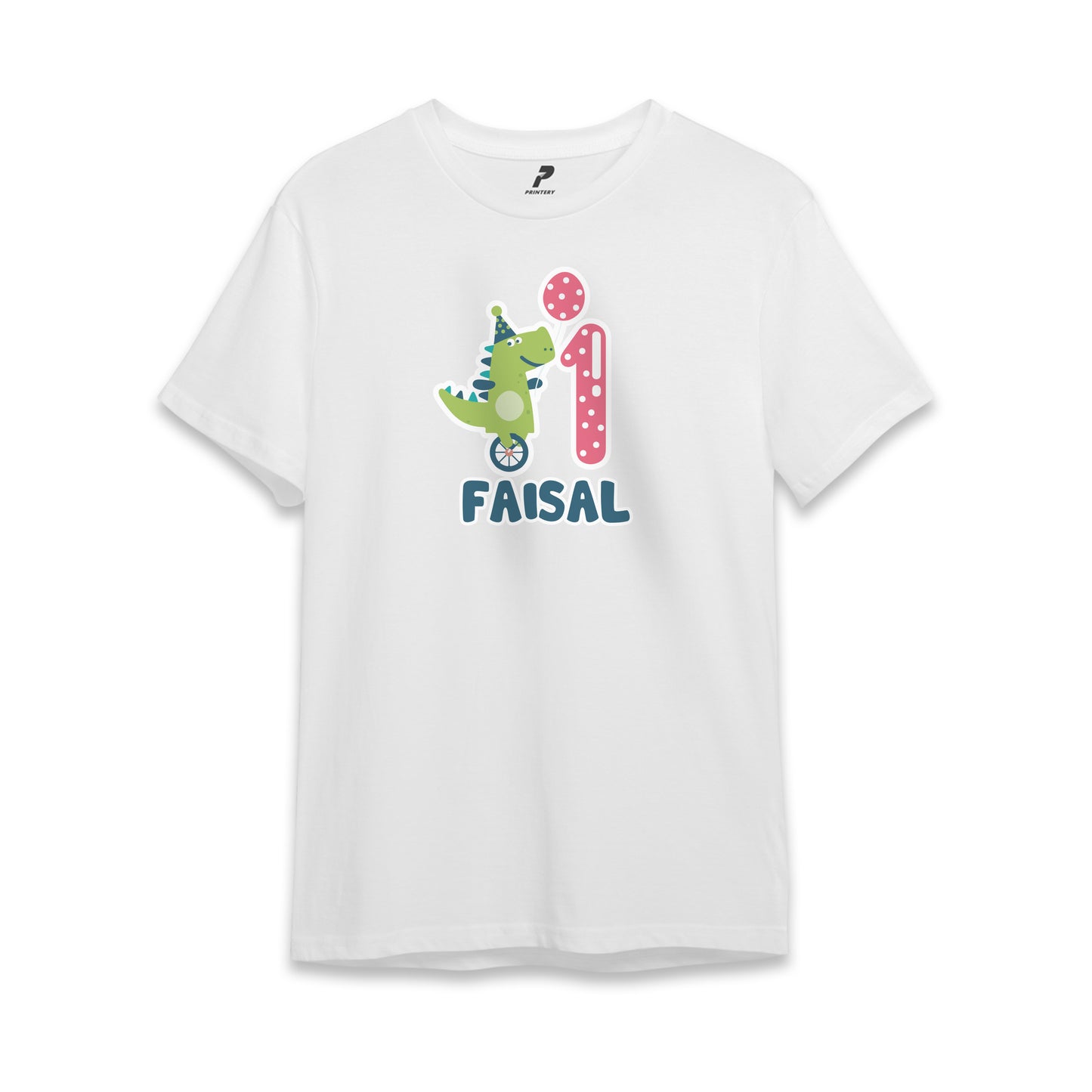 Dinosaur Theme Birthday T-Shirt White