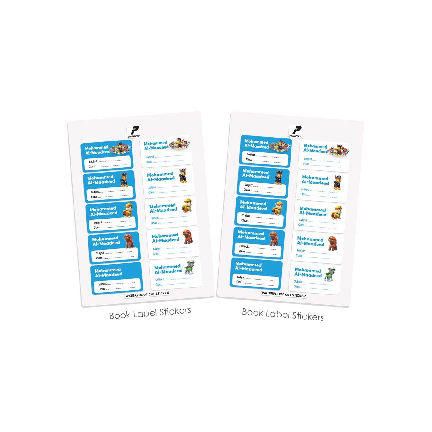 School Label Stickers Pack D025 - Paw Patrol