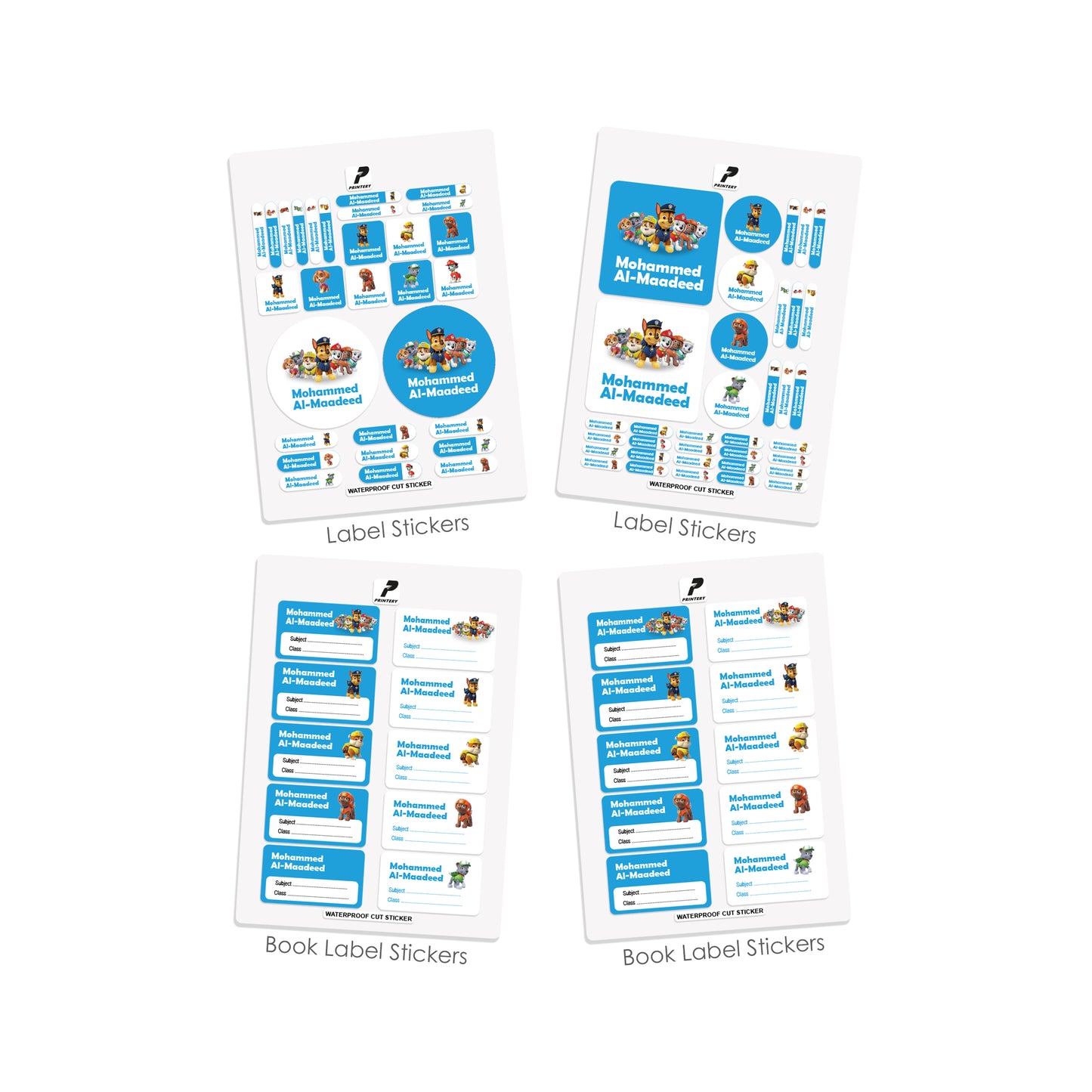 School Label Stickers Pack D025 - Paw Patrol