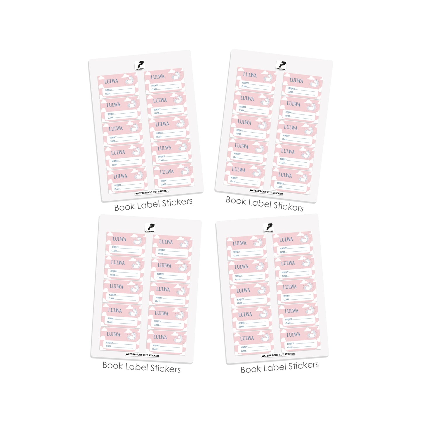 School Label Stickers Pack D046 - Unicorn
