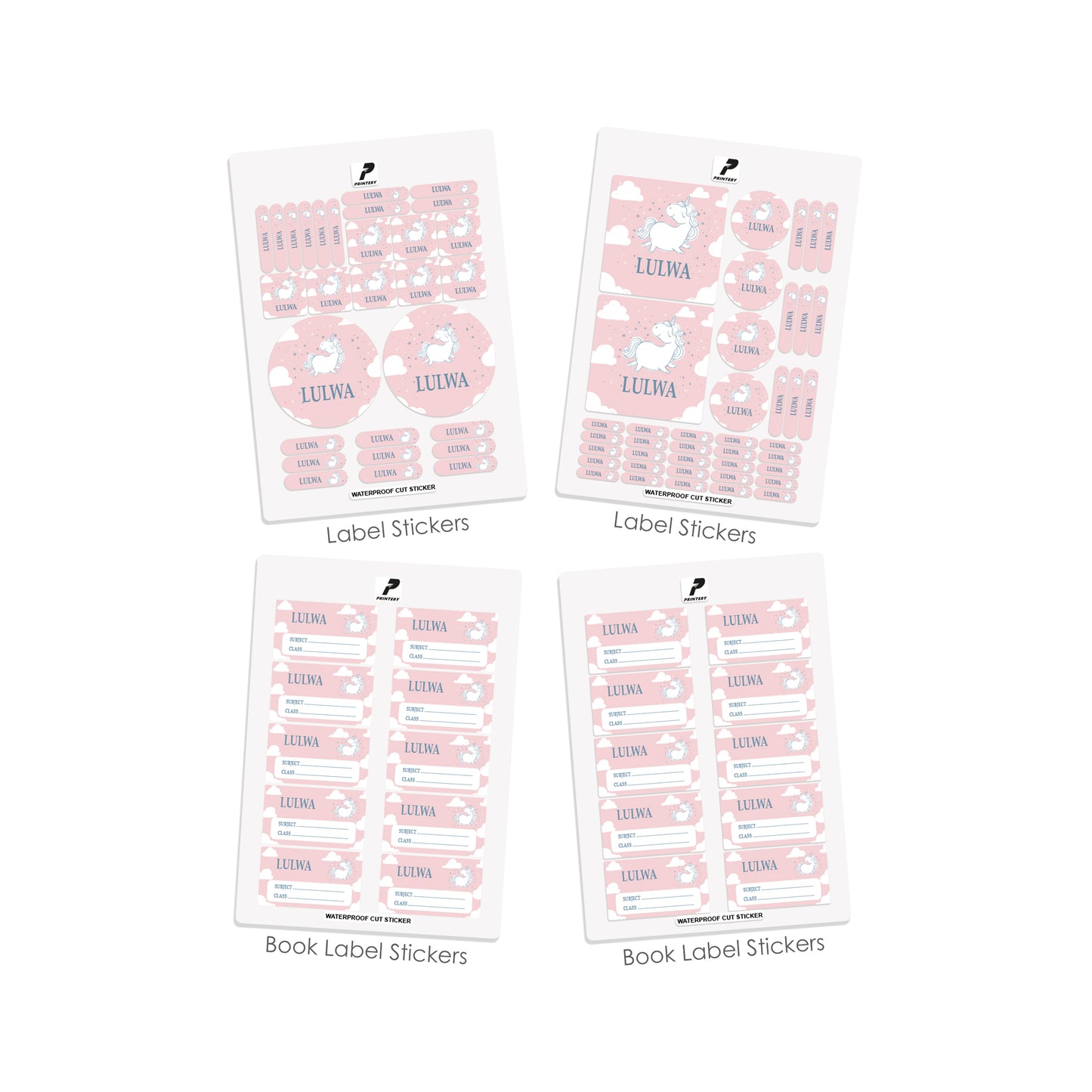 School Label Stickers Pack D046 - Unicorn