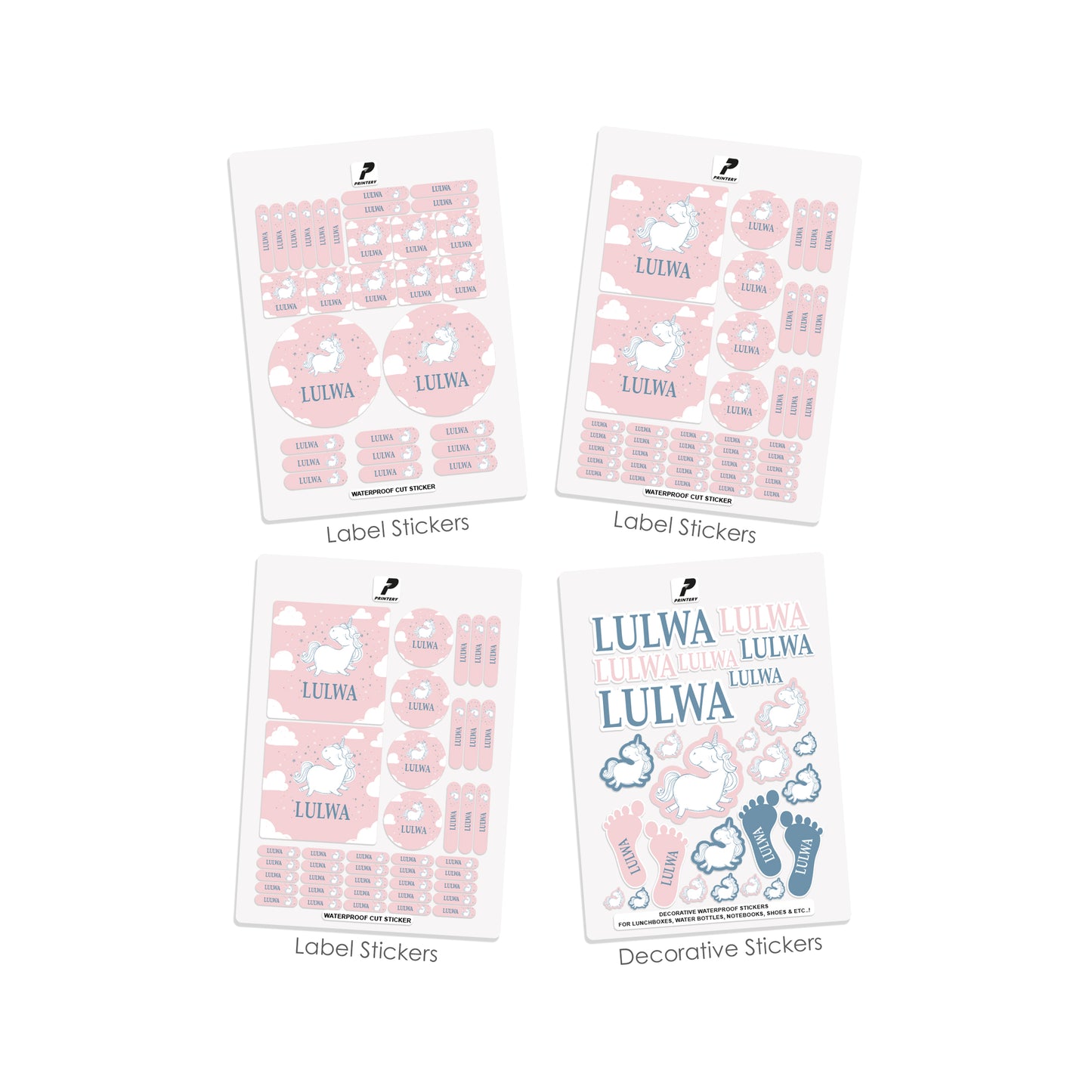 School Label Stickers Pack D046 - Unicorn