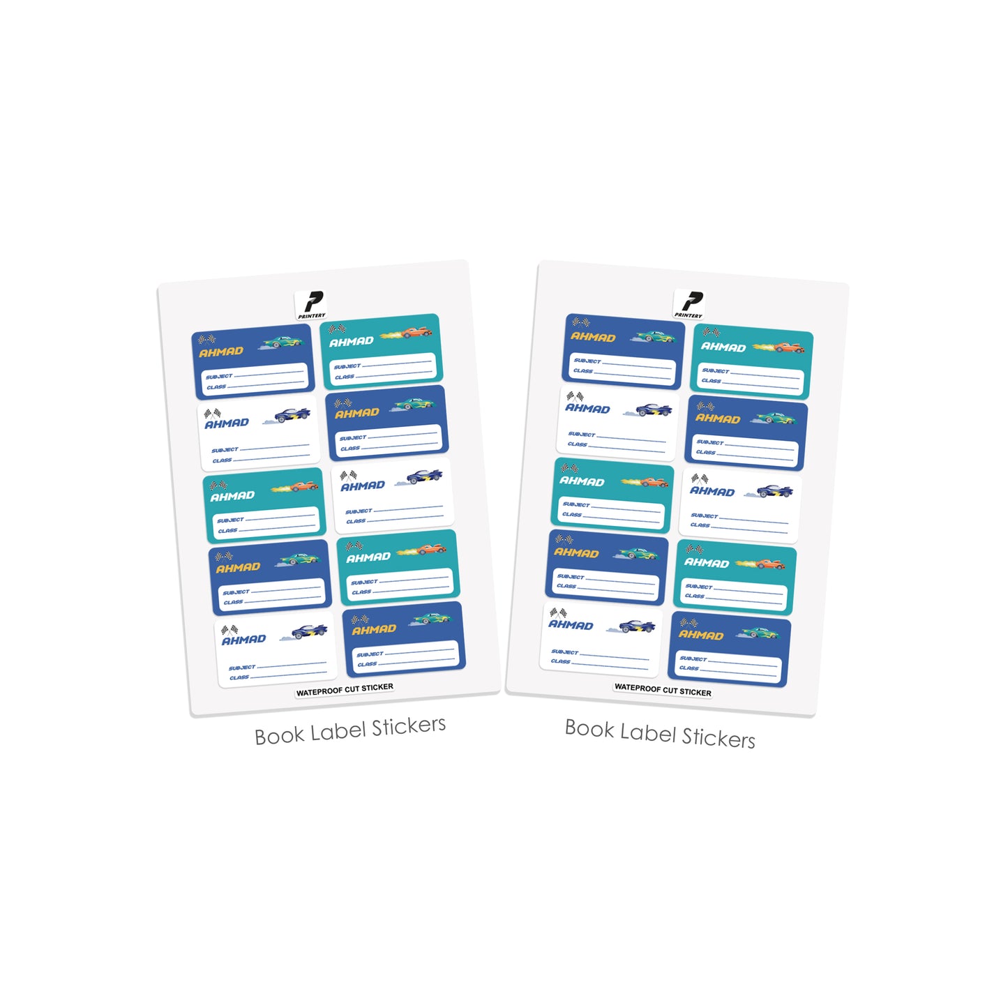 School Label Stickers Pack D055 - Cars