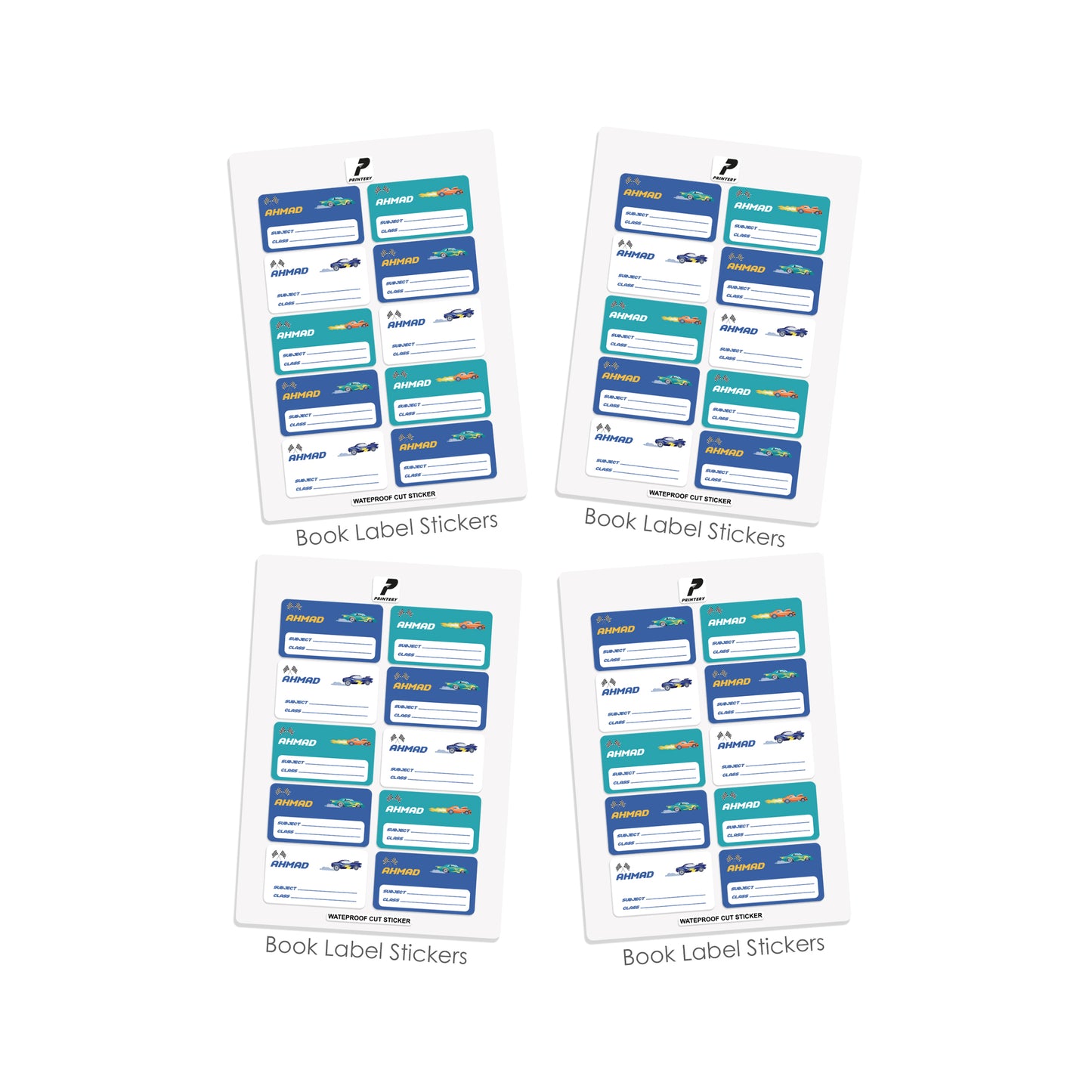 School Label Stickers Pack D055 - Cars