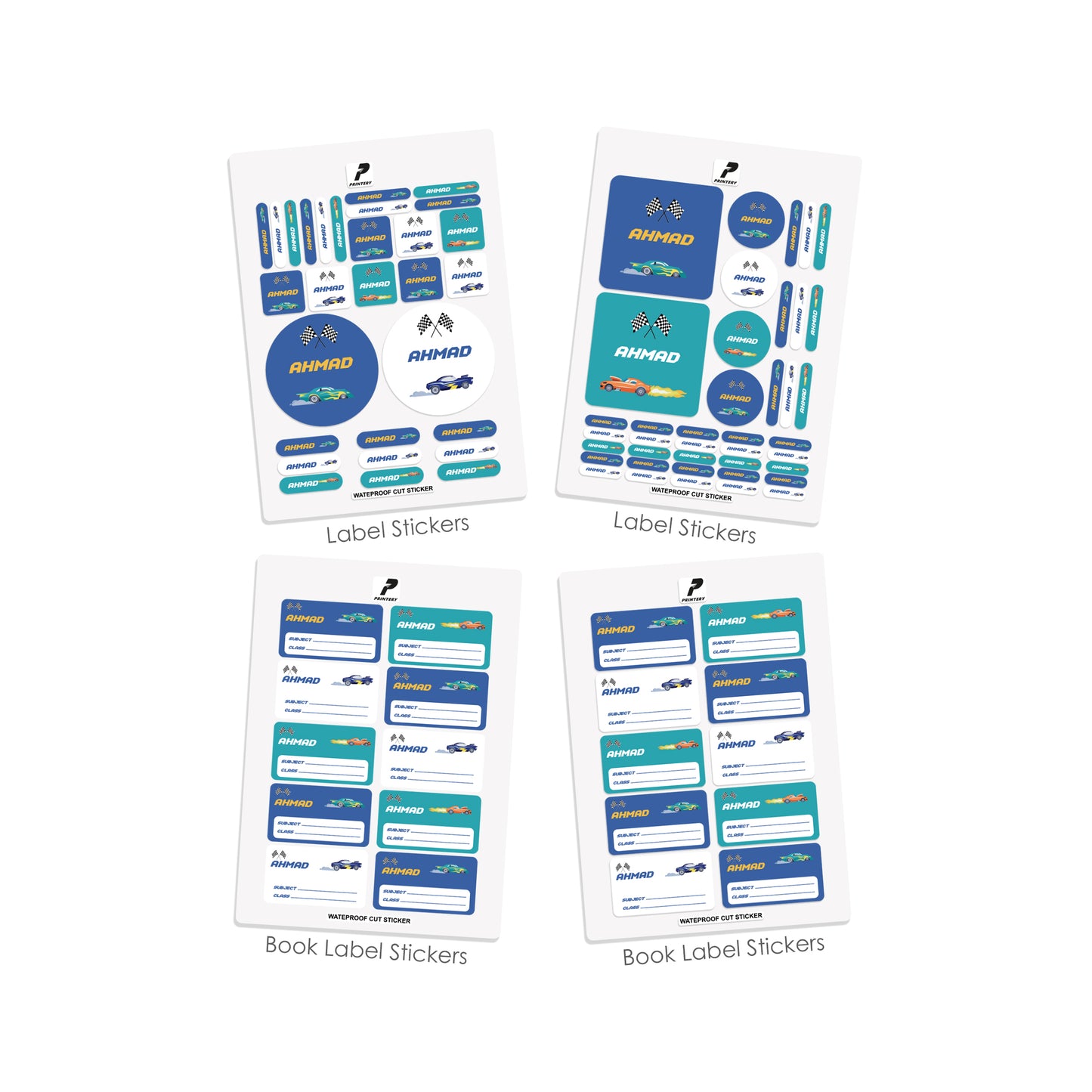 School Label Stickers Pack D055 - Cars