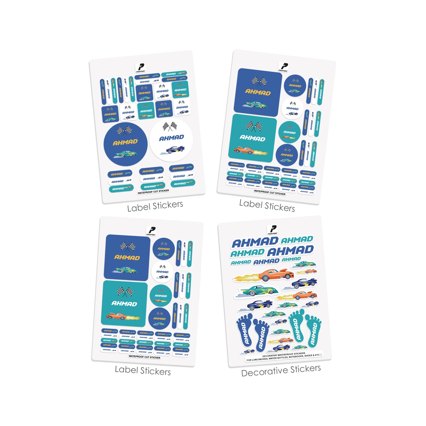 School Label Stickers Pack D055 - Cars