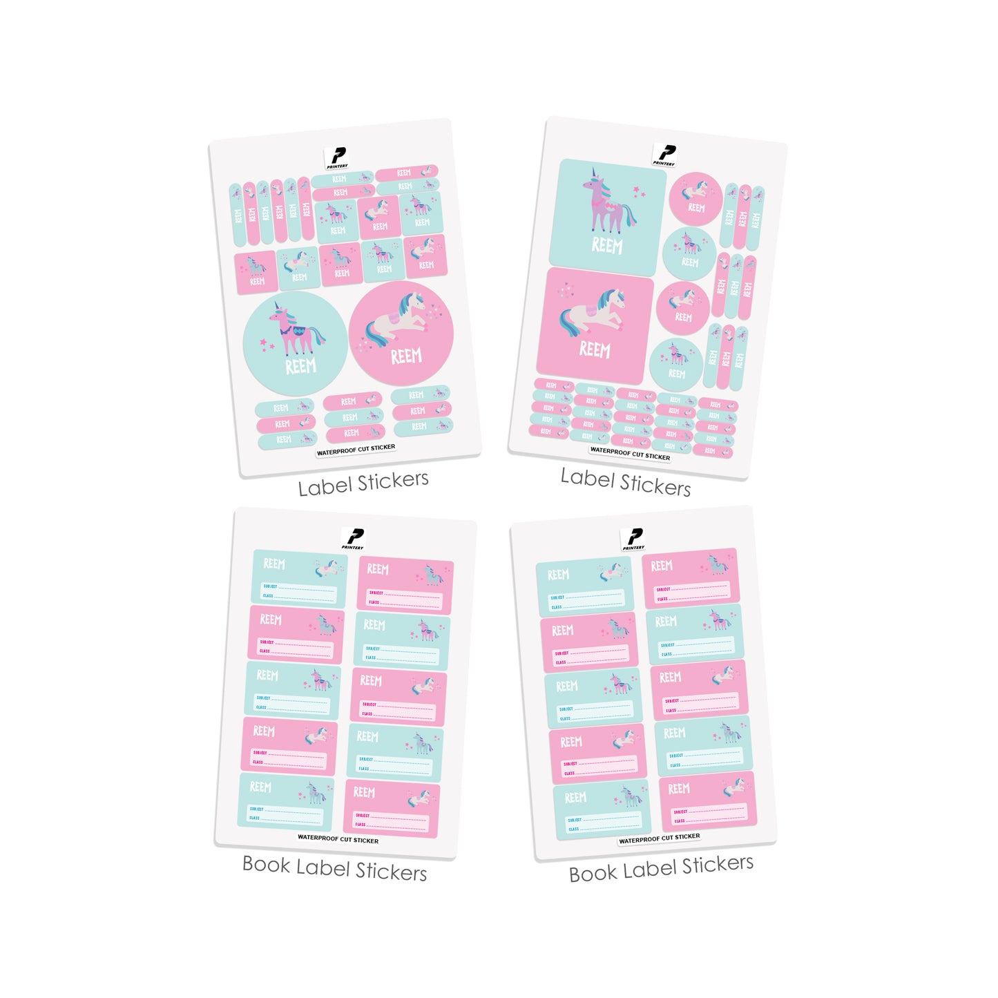 School Label Stickers Pack D069 - Unicorn