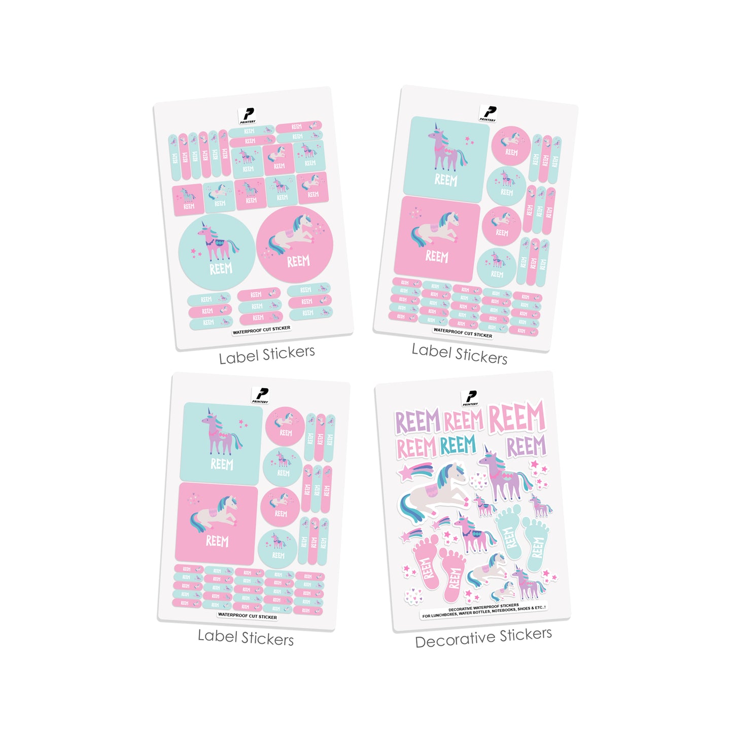 School Label Stickers Pack D069 - Unicorn