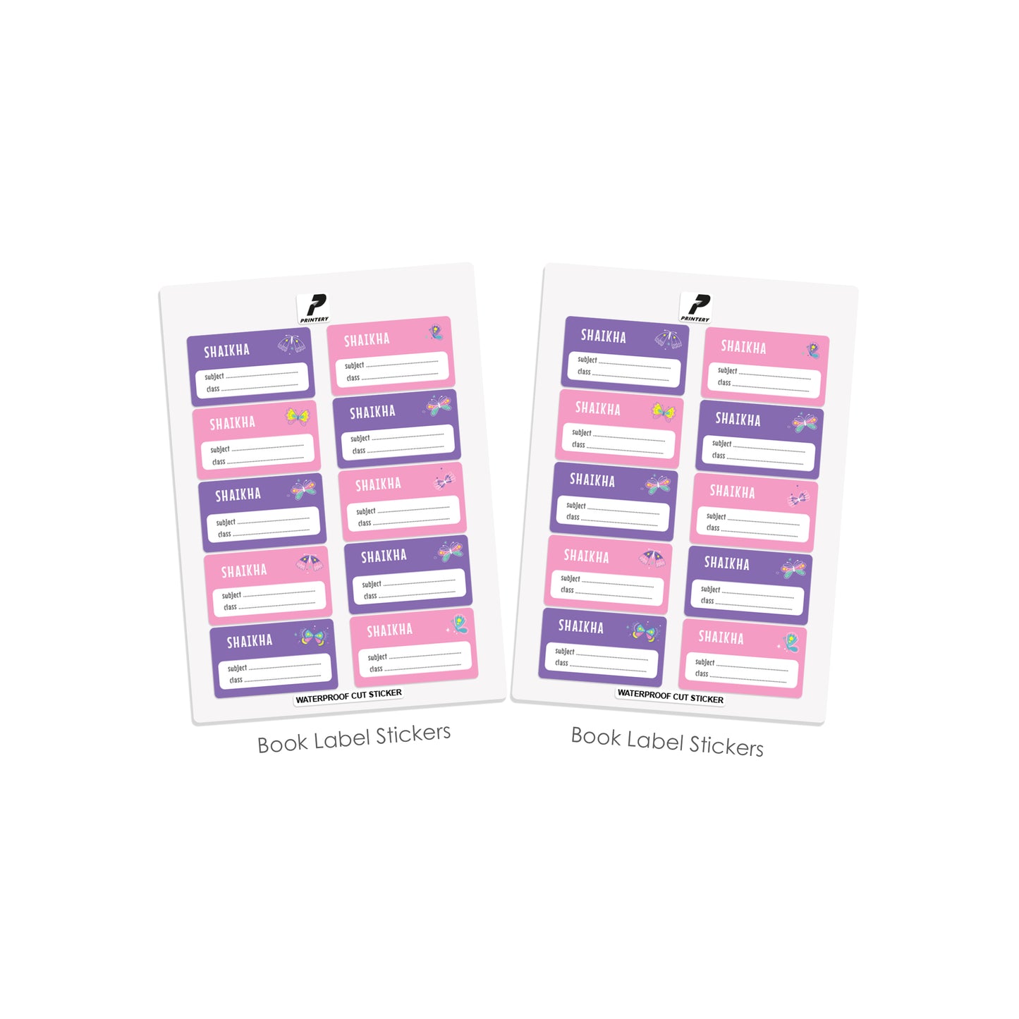 School Label Stickers Pack D071 - Butterfly