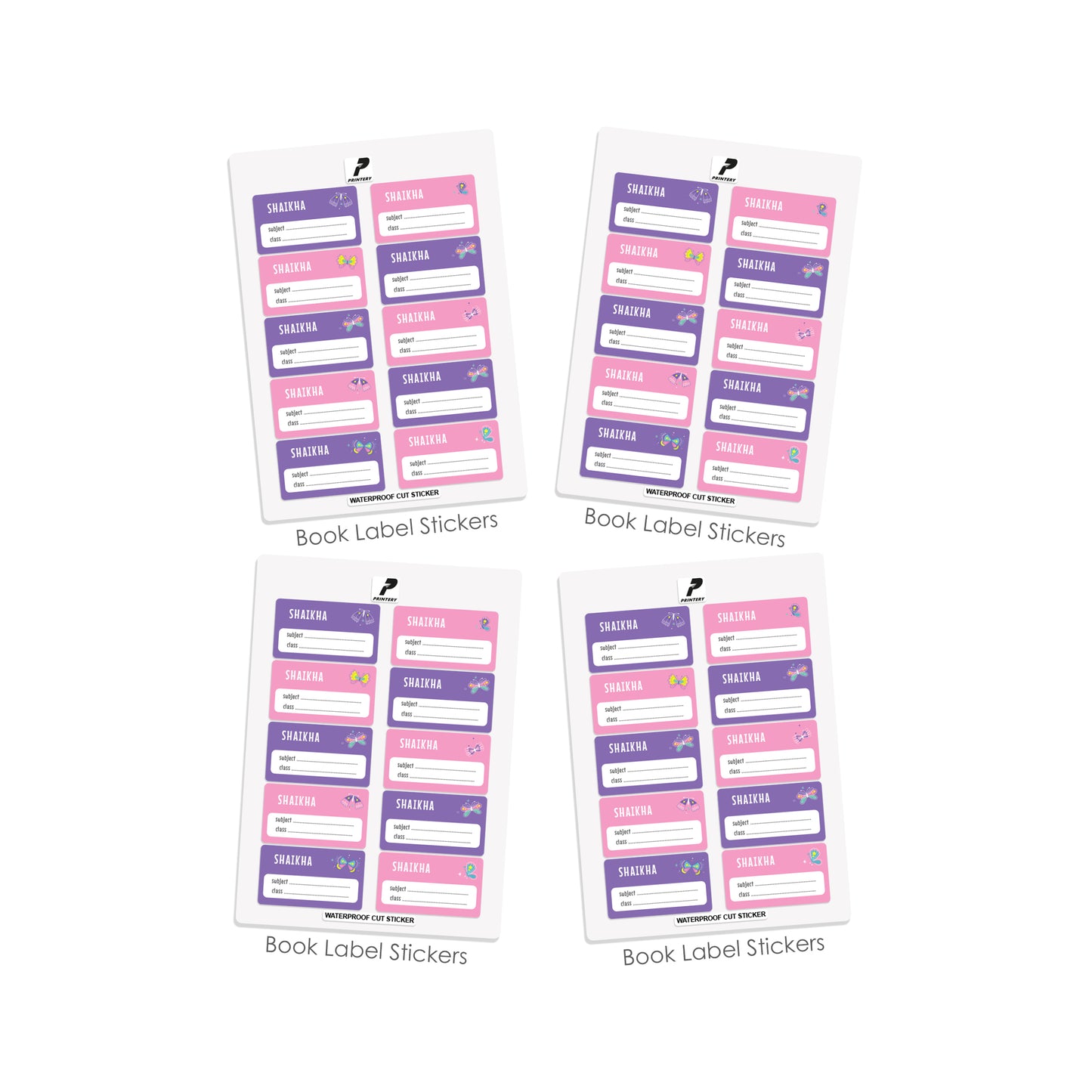 School Label Stickers Pack D071 - Butterfly
