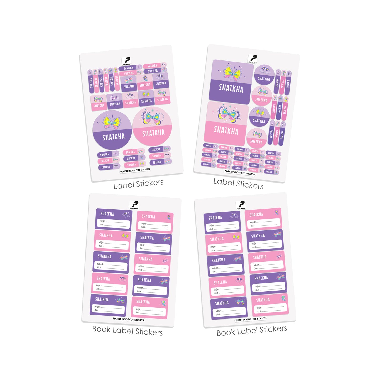 School Label Stickers Pack D071 - Butterfly