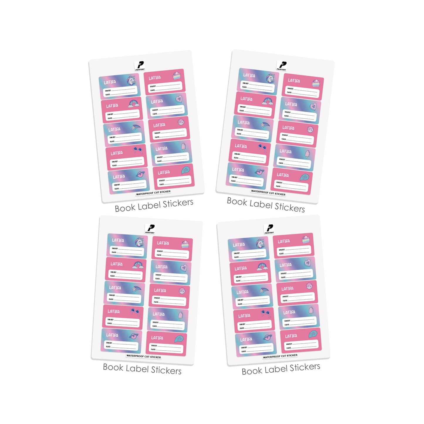 School Label Stickers Pack D077 - Unicorn