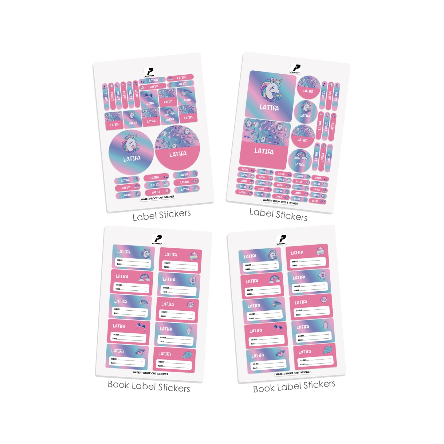 School Label Stickers Pack D077 - Unicorn