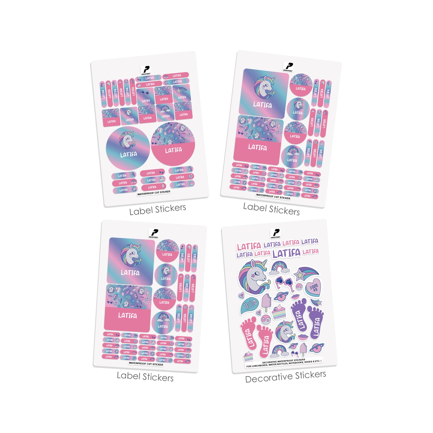 School Label Stickers Pack D077 - Unicorn