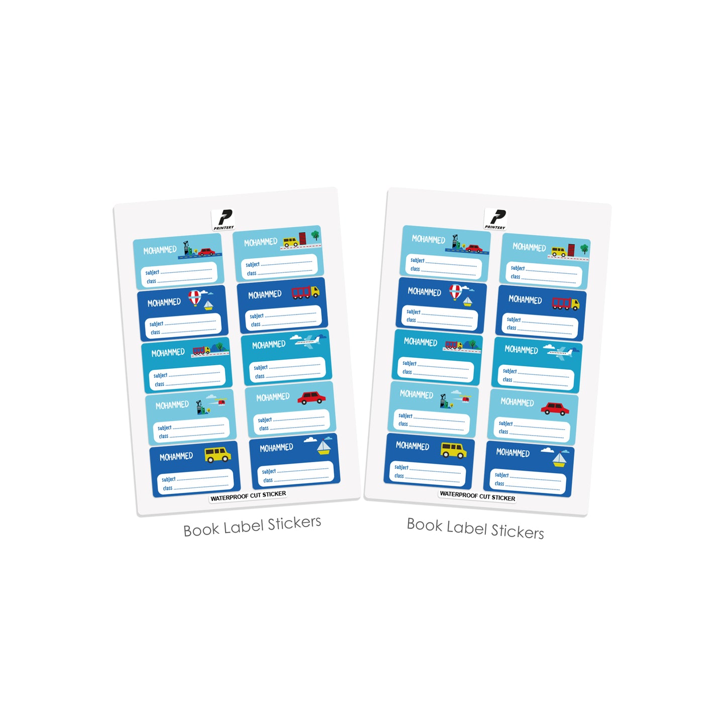 School Label Stickers Pack D083 - Cars & Airplane