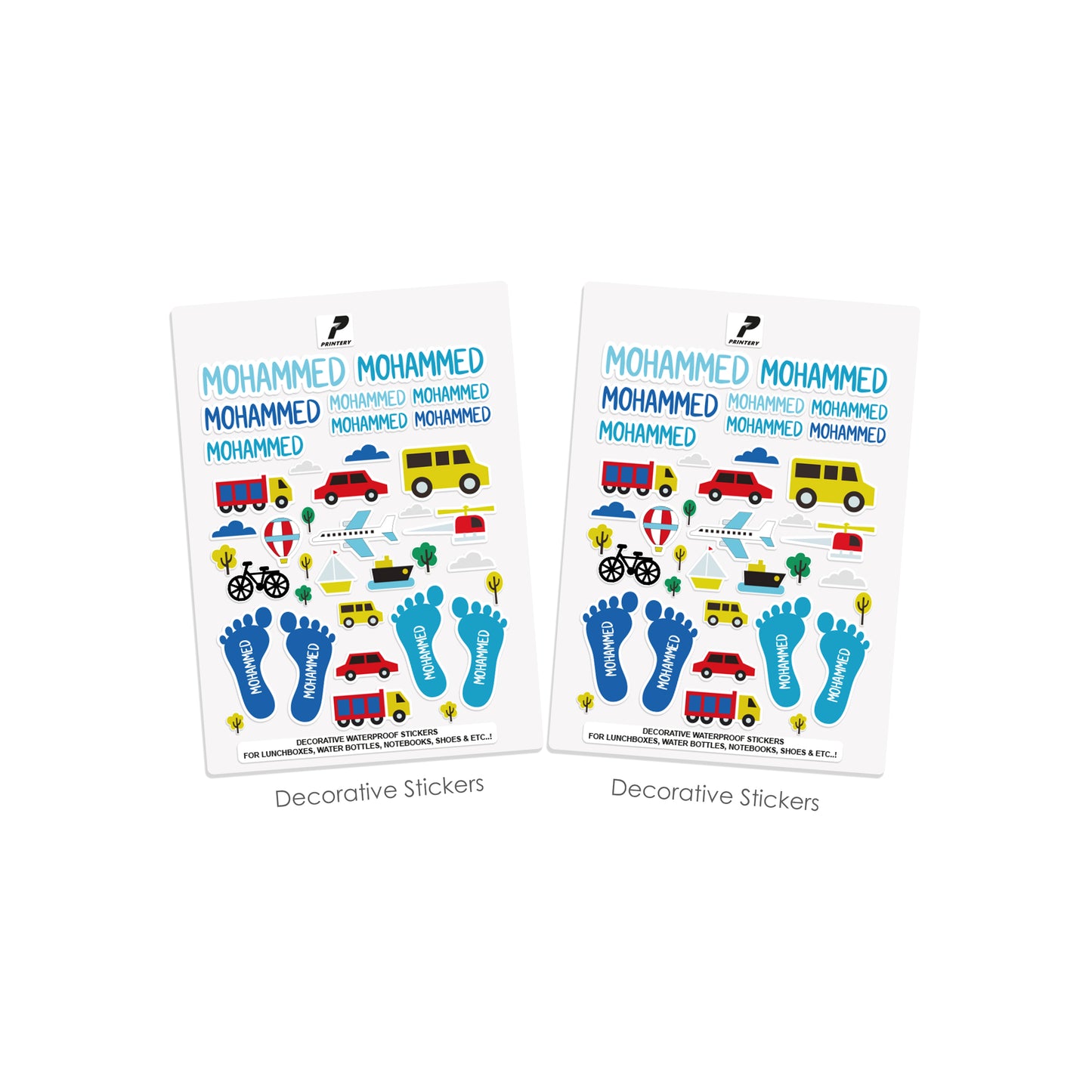 School Label Stickers Pack D083 - Cars & Airplane