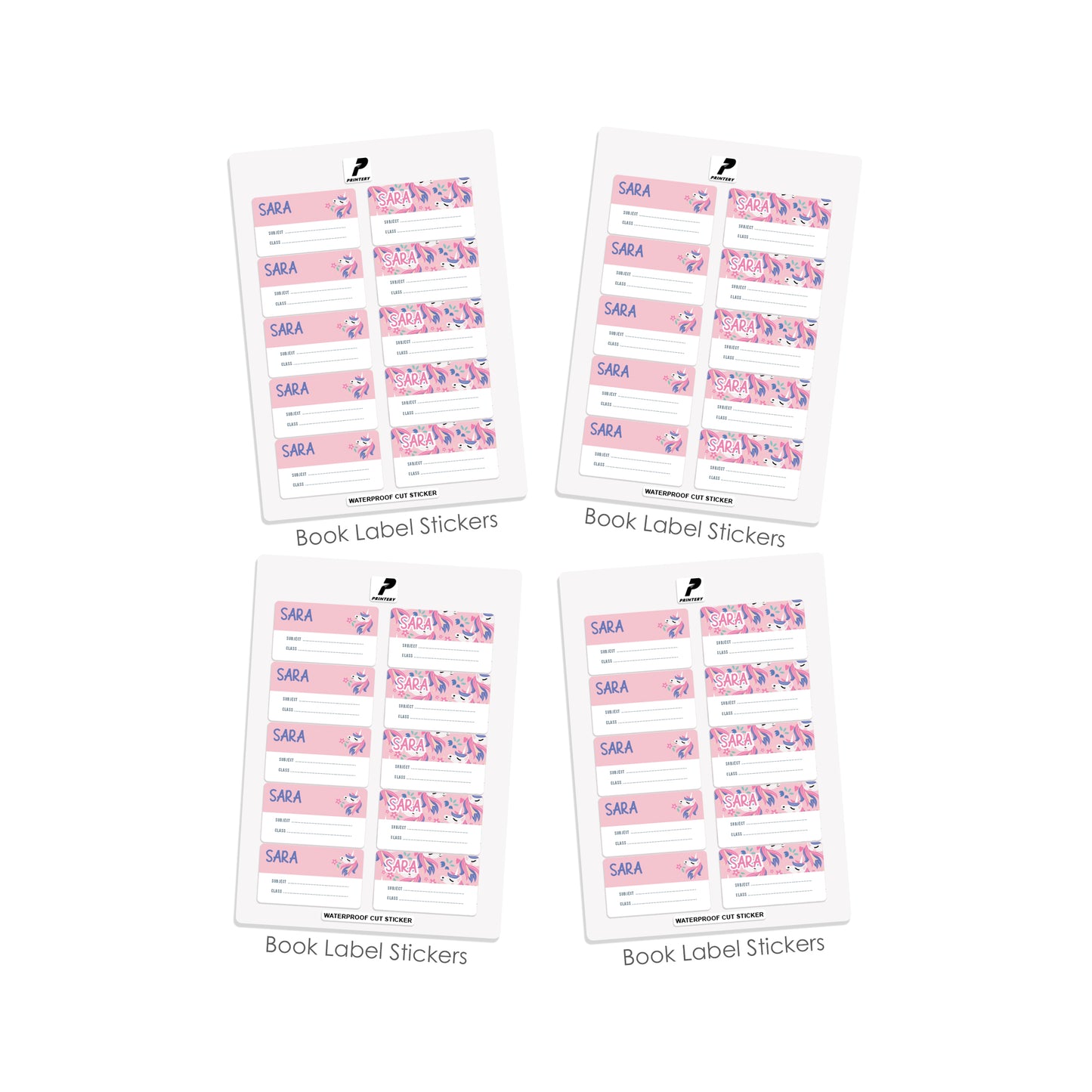 School Label Stickers Pack D090 - Unicorn