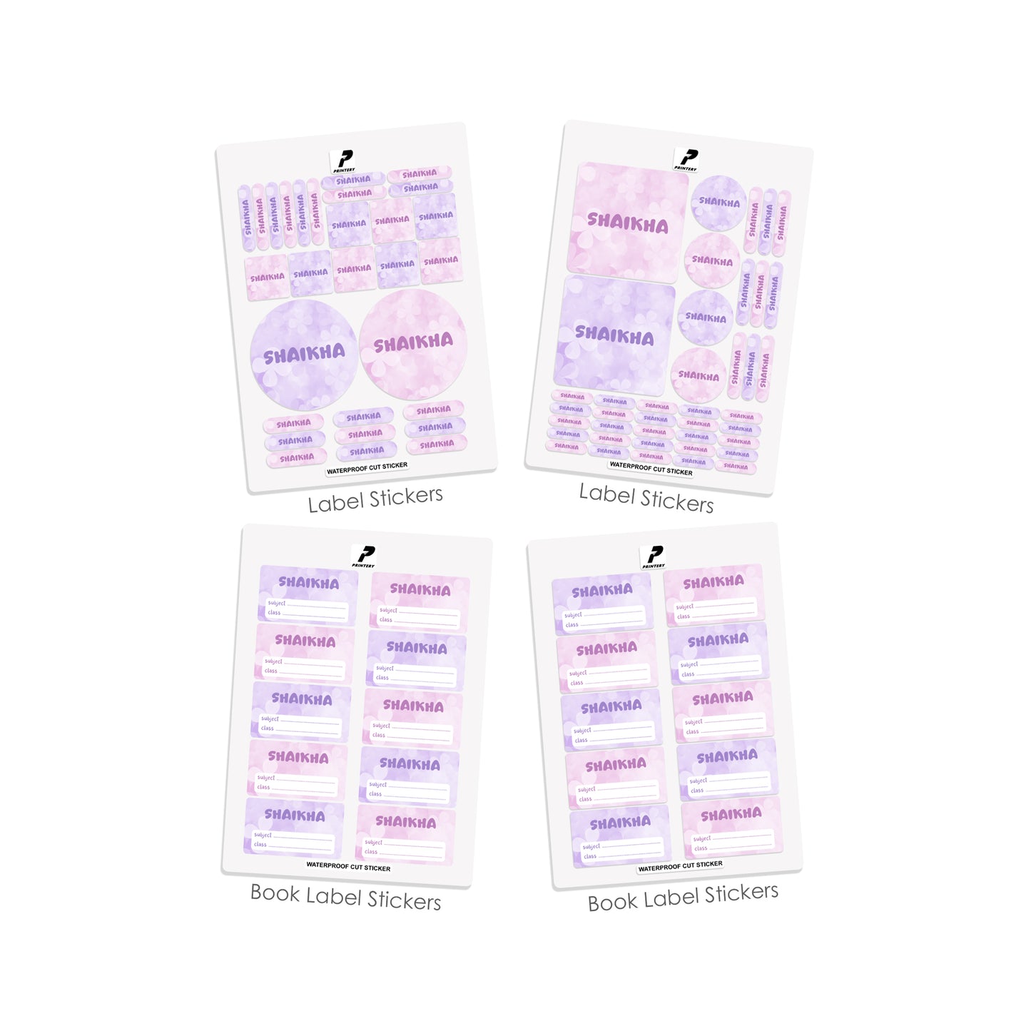 School Label Stickers Pack D137 - Flower