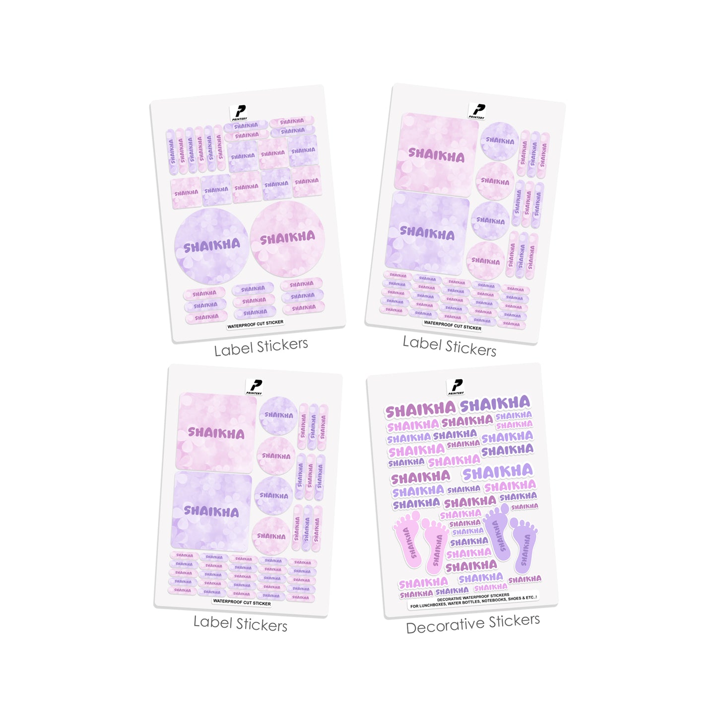 School Label Stickers Pack D137 - Flower