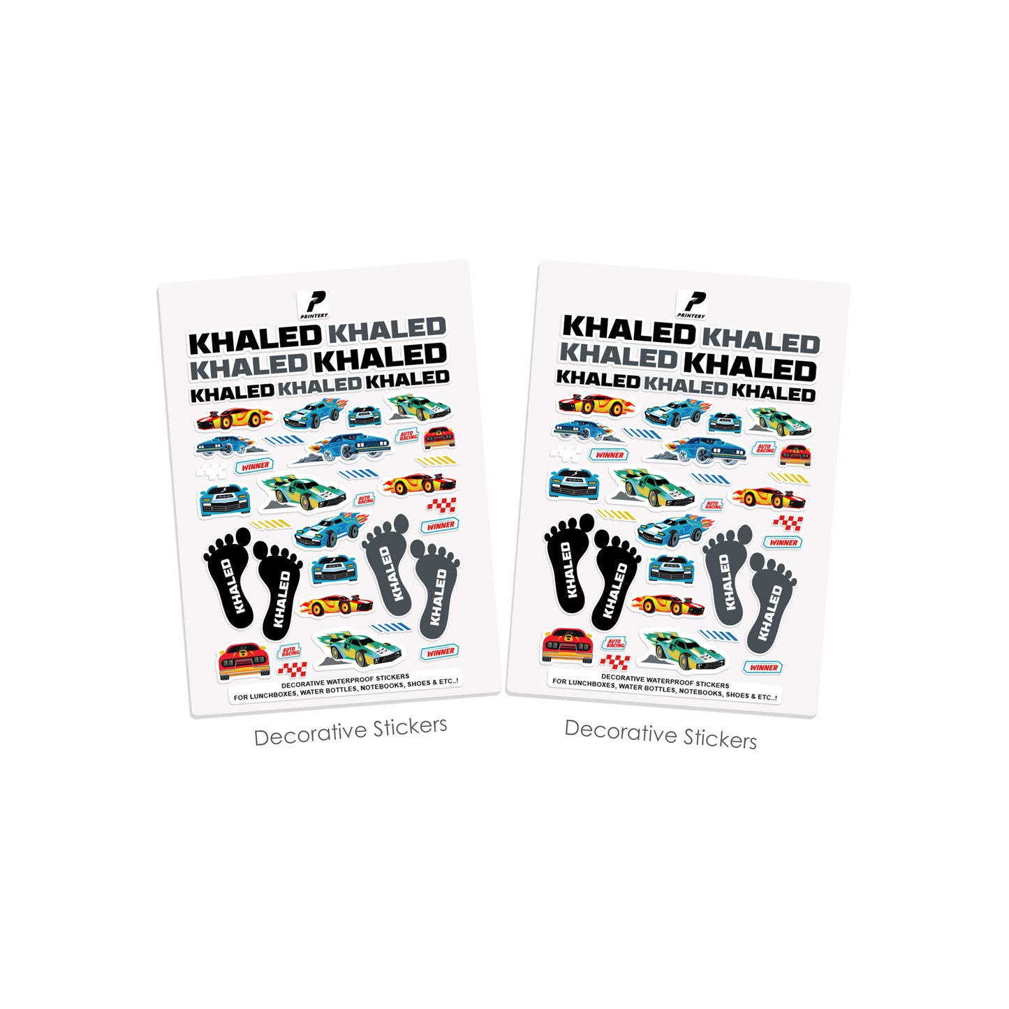 School Label Stickers Pack D139 - Race Car