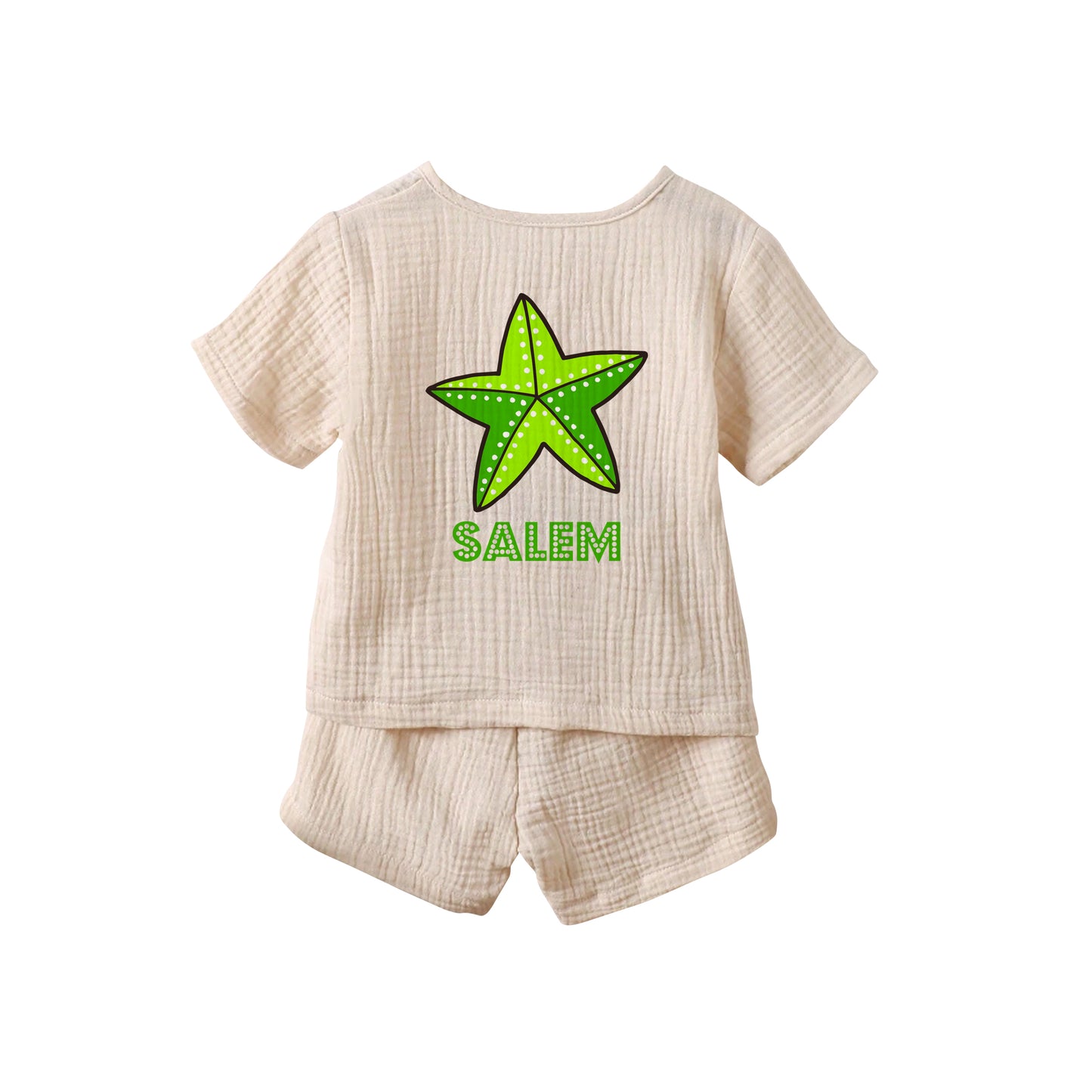 Beige Summer 1 Button Set Star Fish