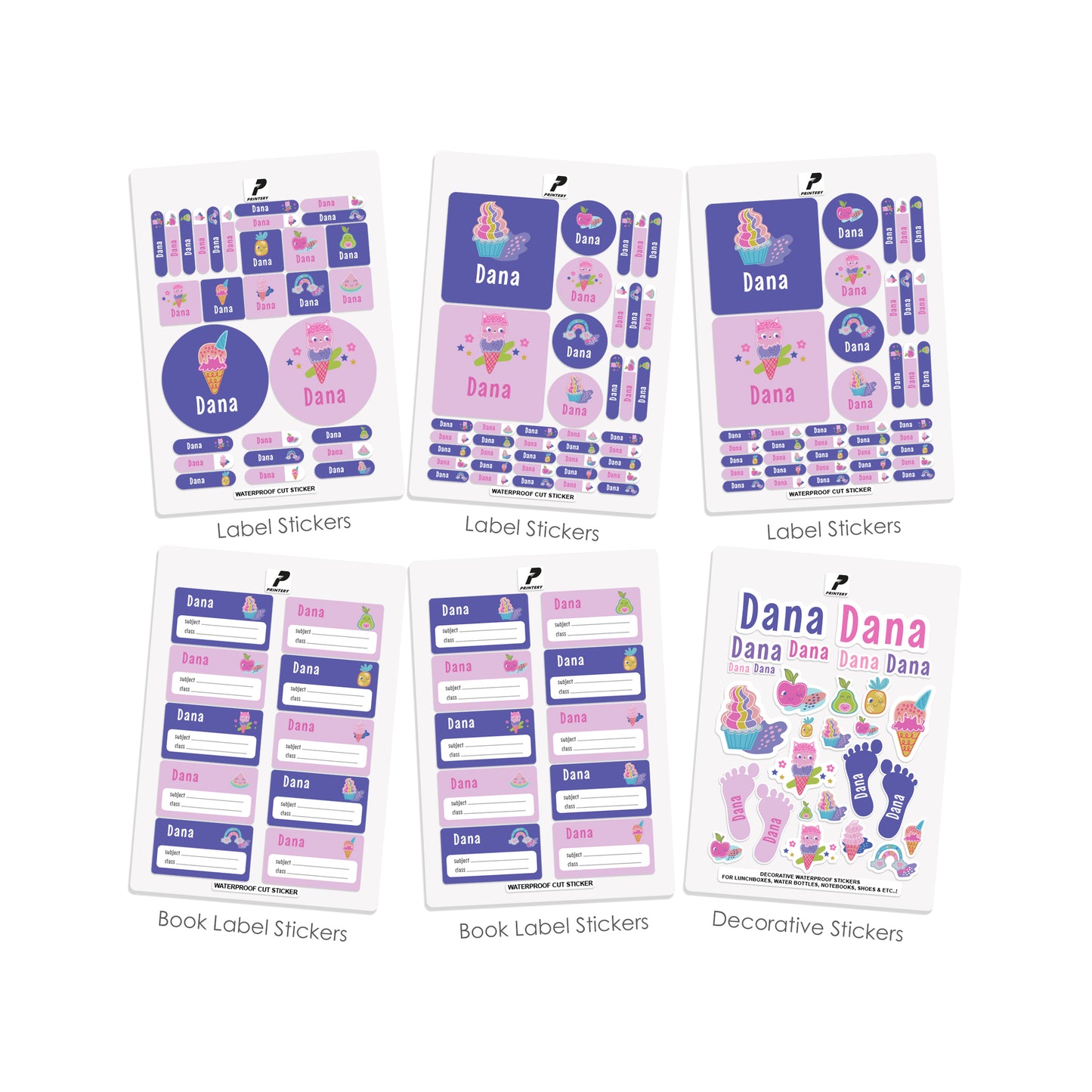 School Label Stickers Pack D158 - Icecream