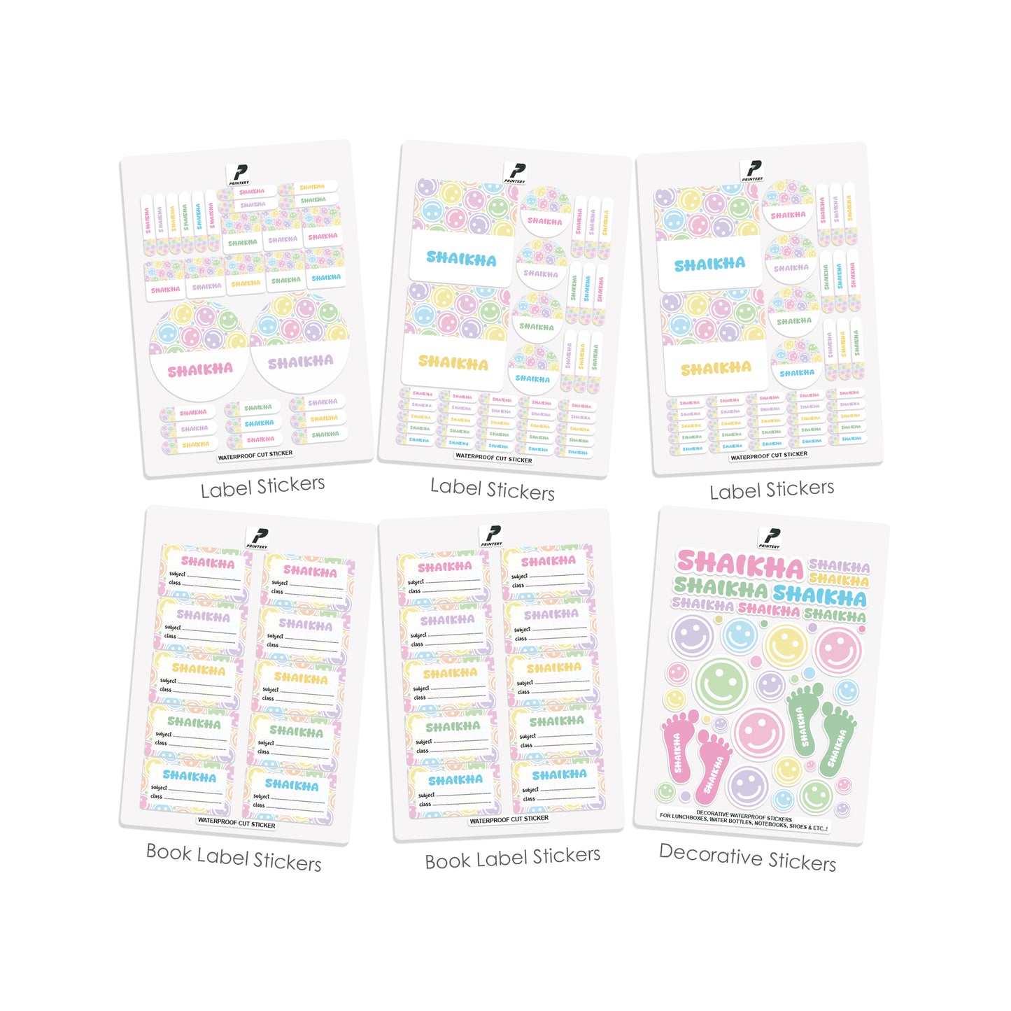 School Label Stickers Pack D153 - Smiley Face