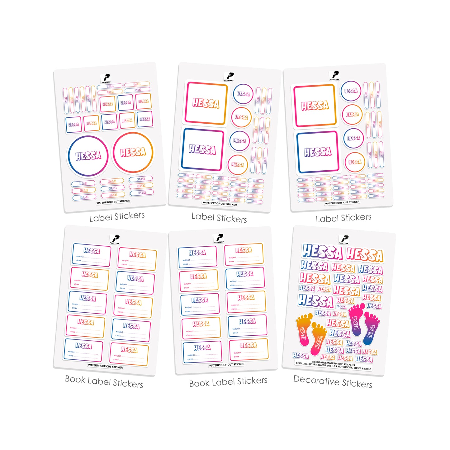 School Label Stickers Pack D167 - Gradient Girls