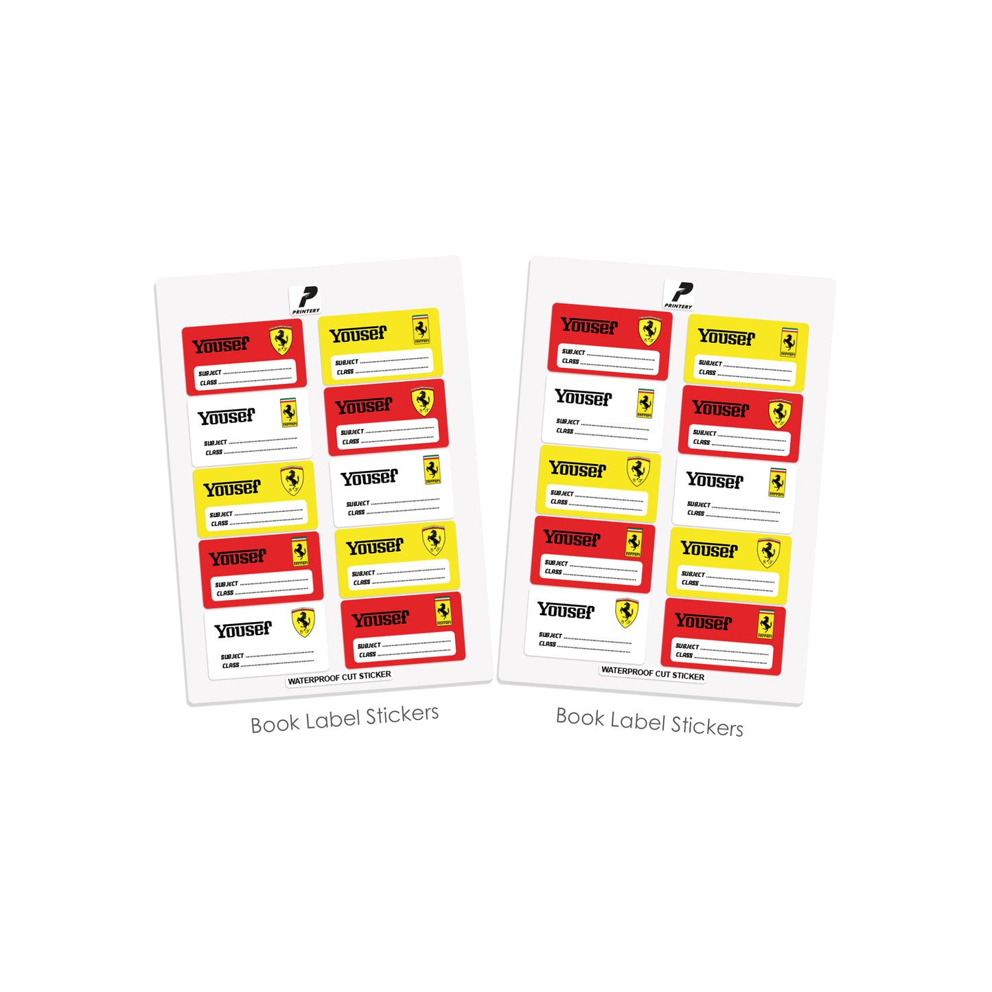 School Label Stickers Pack D169 - Ferrari