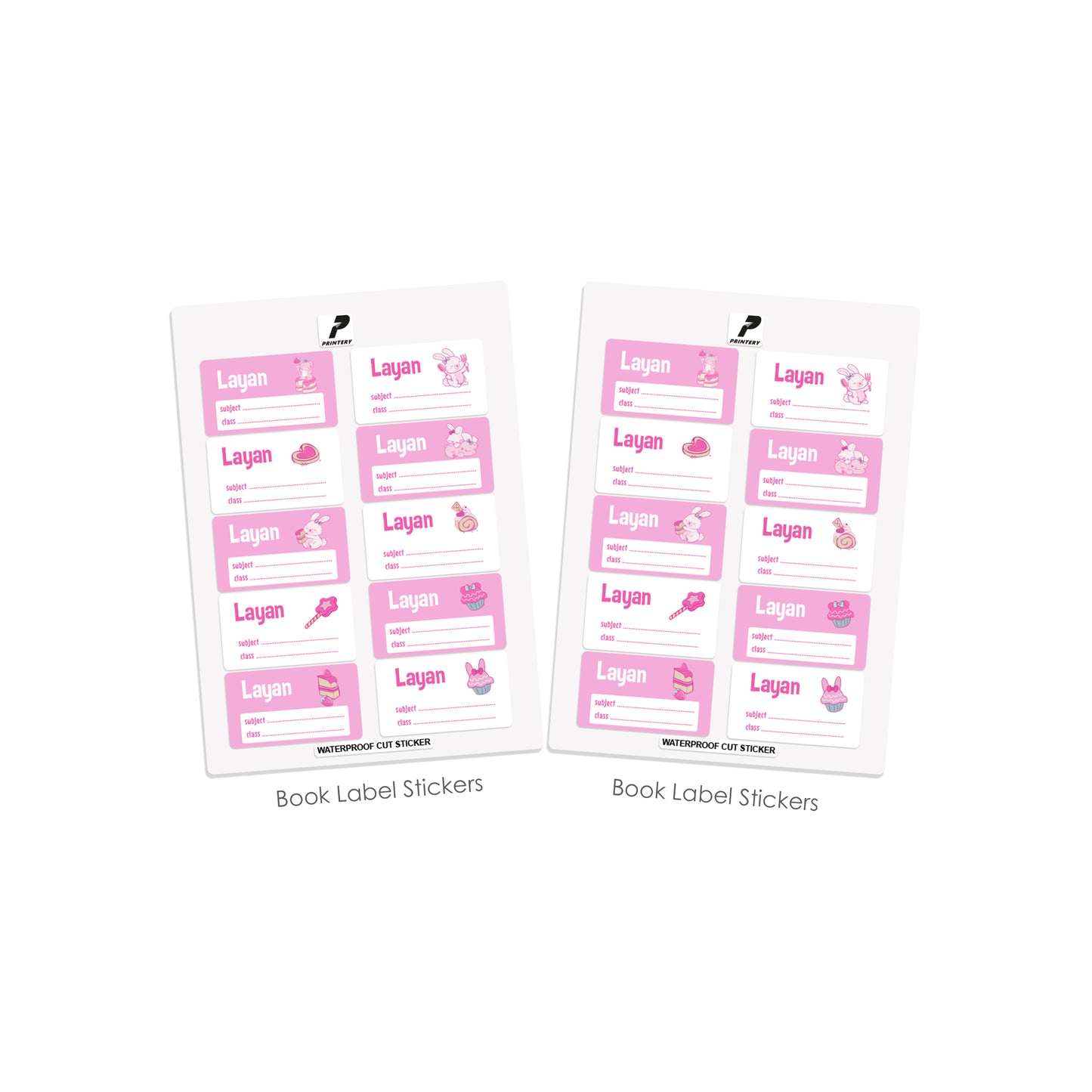 School Label Stickers Pack D151 - Rabbit & Bear