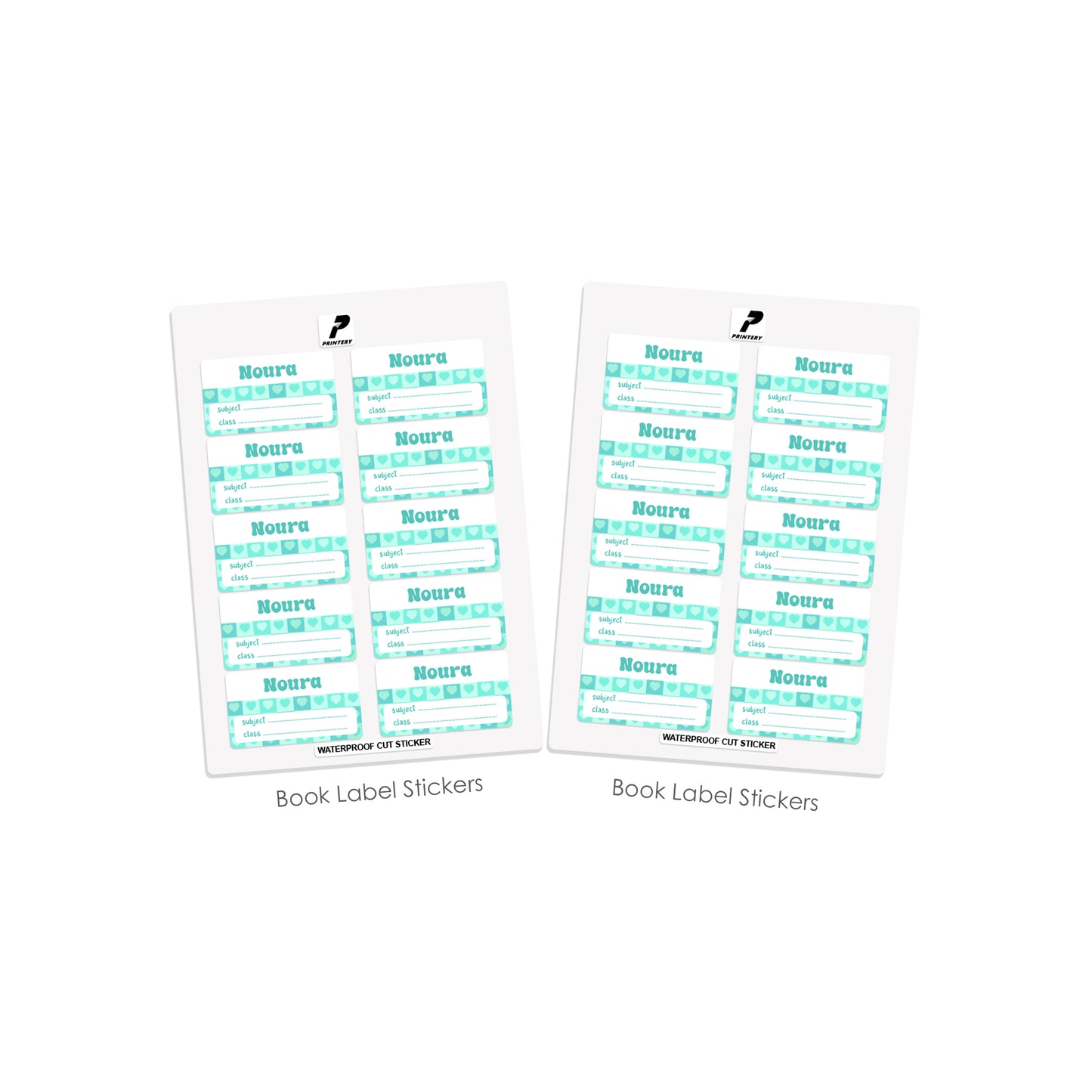 School Label Stickers Pack D154 - Mint Color Heart