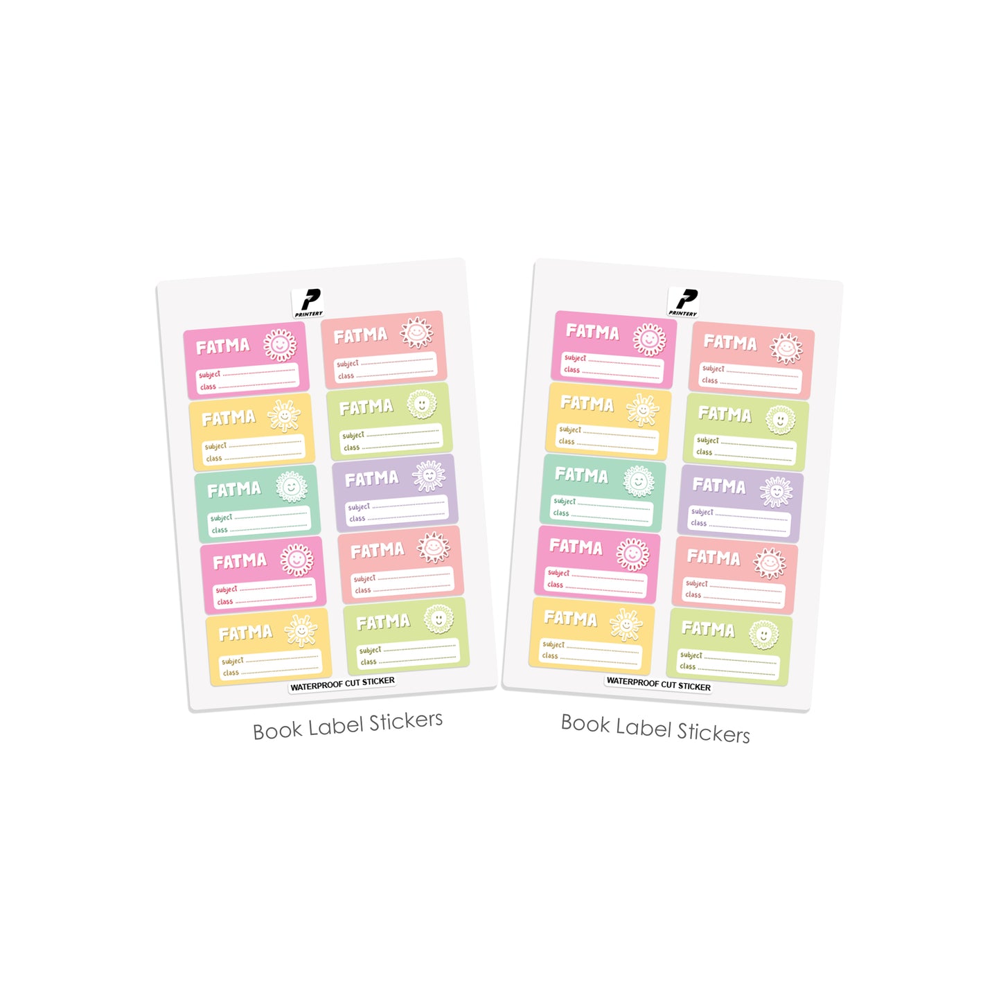 School Label Stickers Pack D149 - Pastel Sun