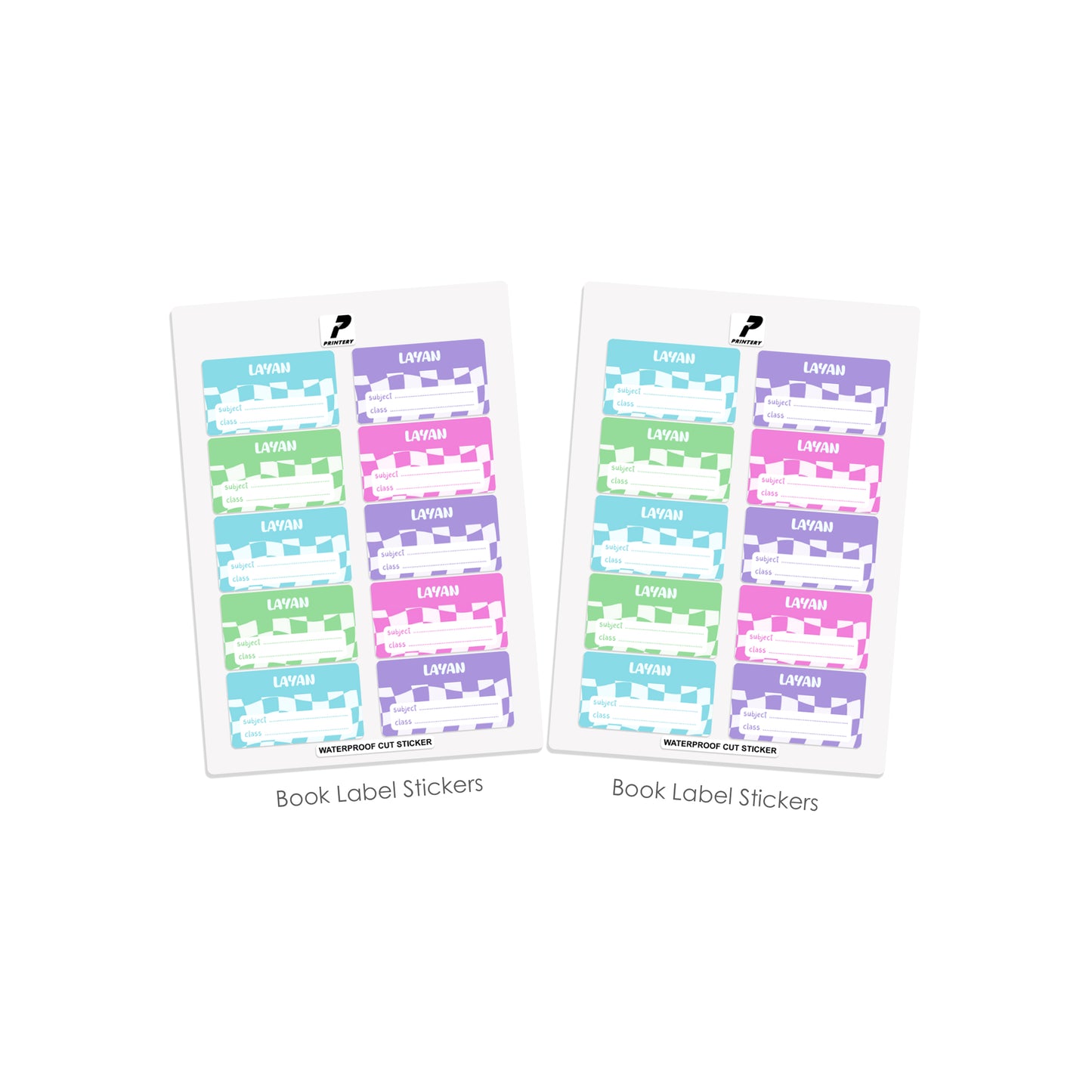School Label Stickers Pack D148 - Retro Check Pattern