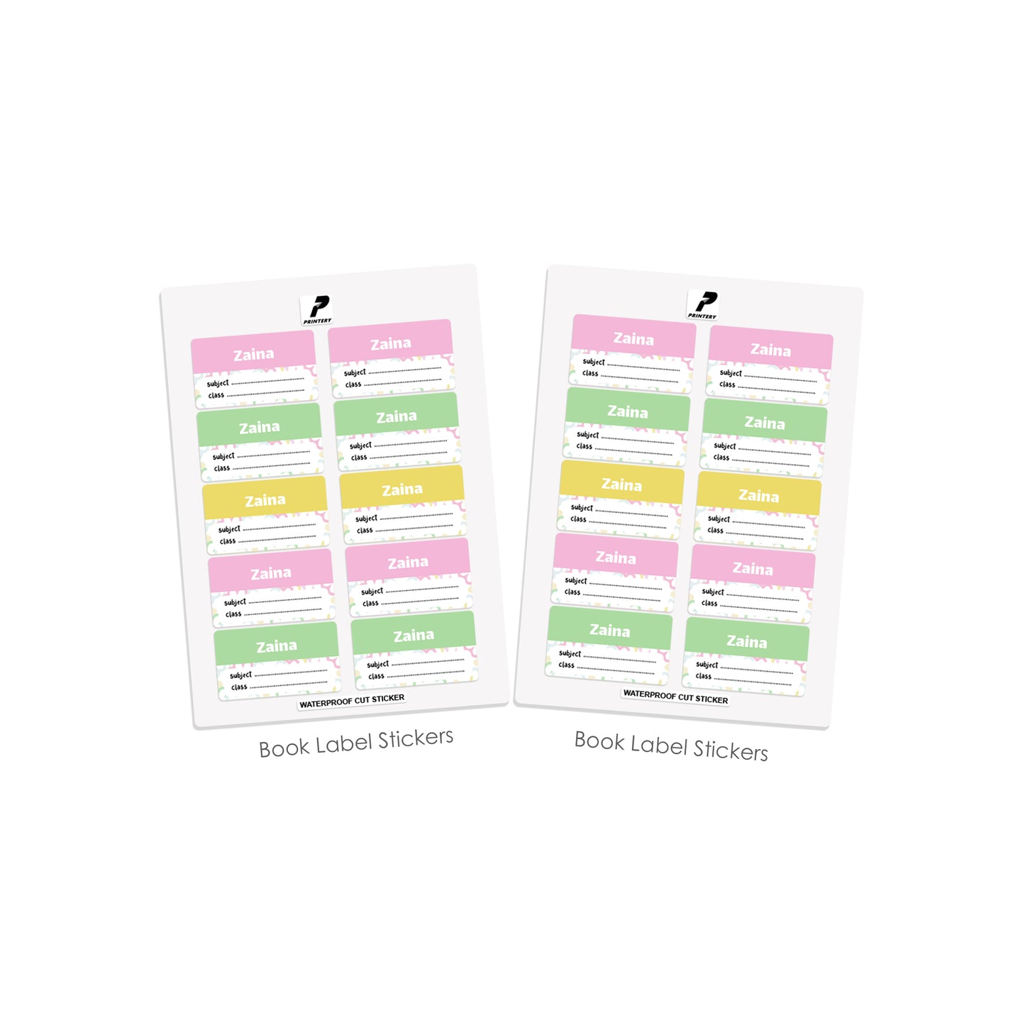 School Label Stickers Pack D162 - Flower Pattern