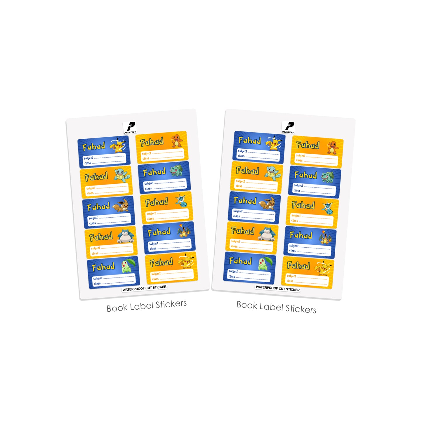 School Label Stickers Pack D150 - Pokemon