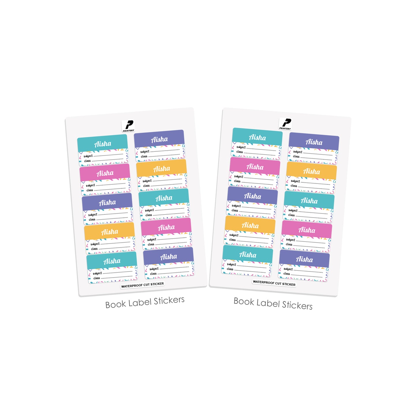 School Label Stickers Pack D163 - Heart Pattern