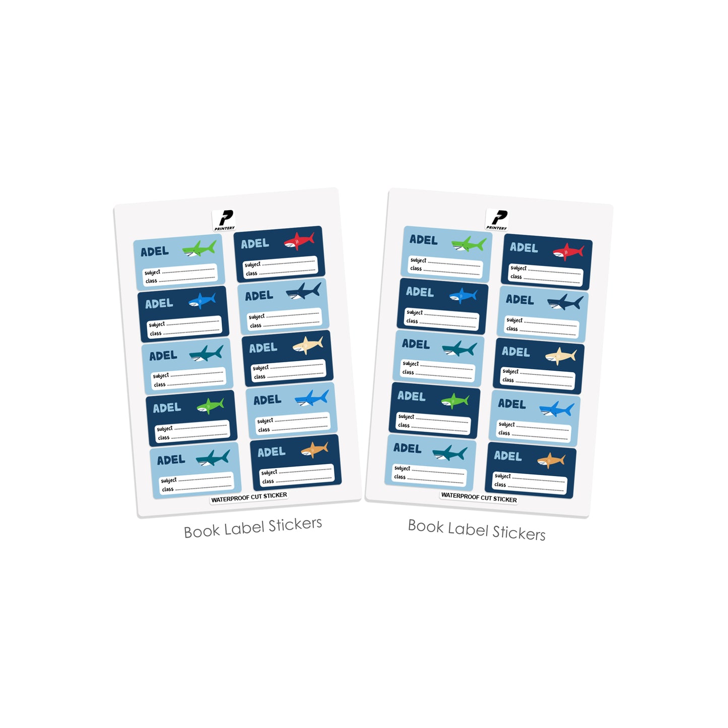 School Label Stickers Pack D106 - Sharks