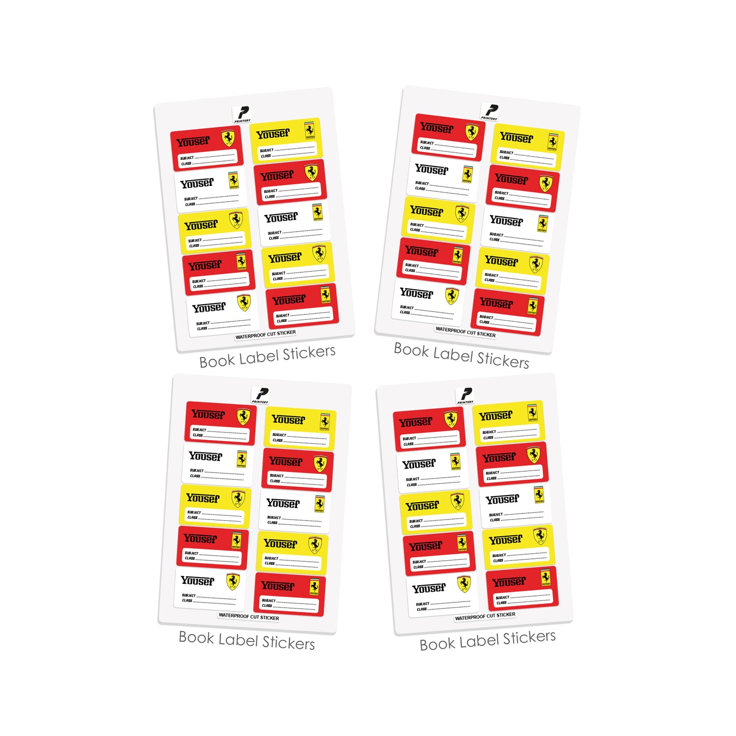 School Label Stickers Pack D169 - Ferrari