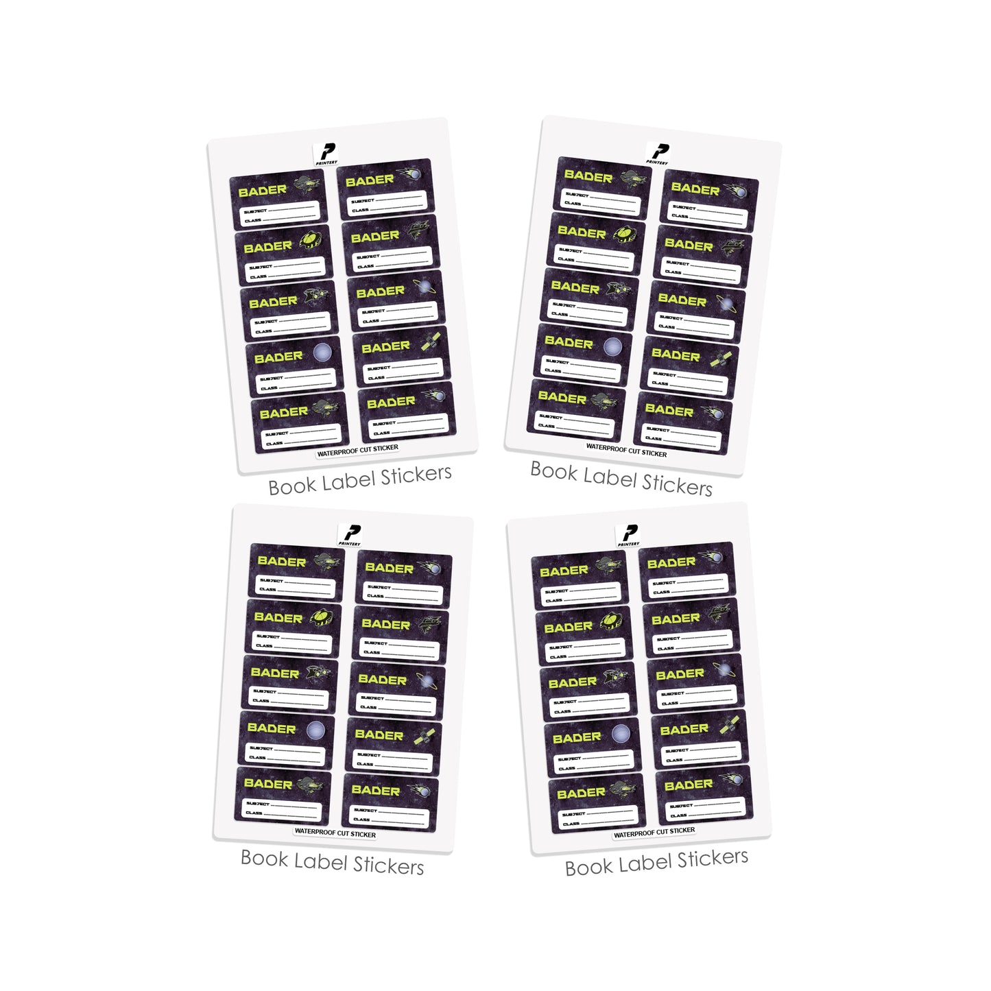 School Label Stickers Pack D141 - Fly high Space