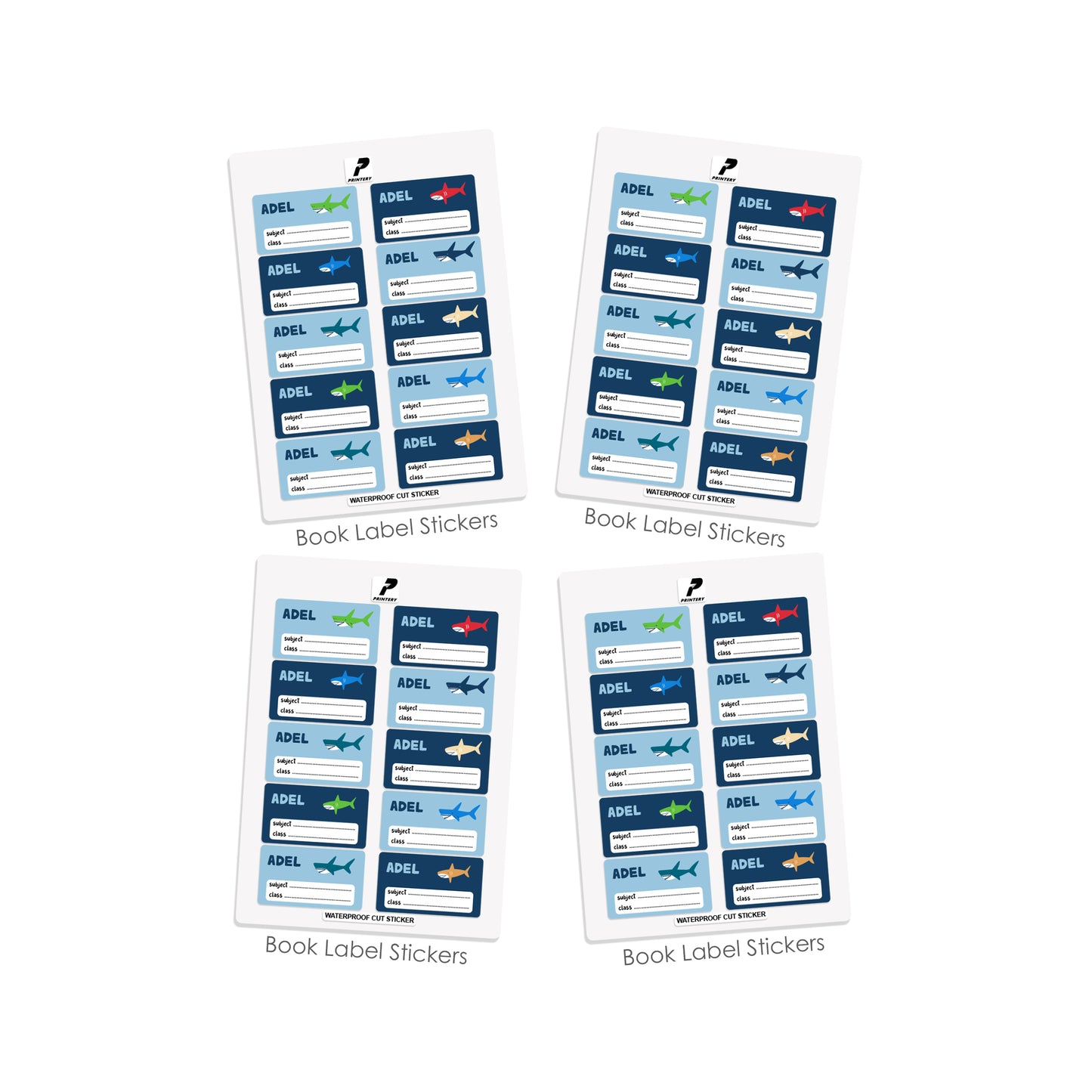 School Label Stickers Pack D106 - Sharks