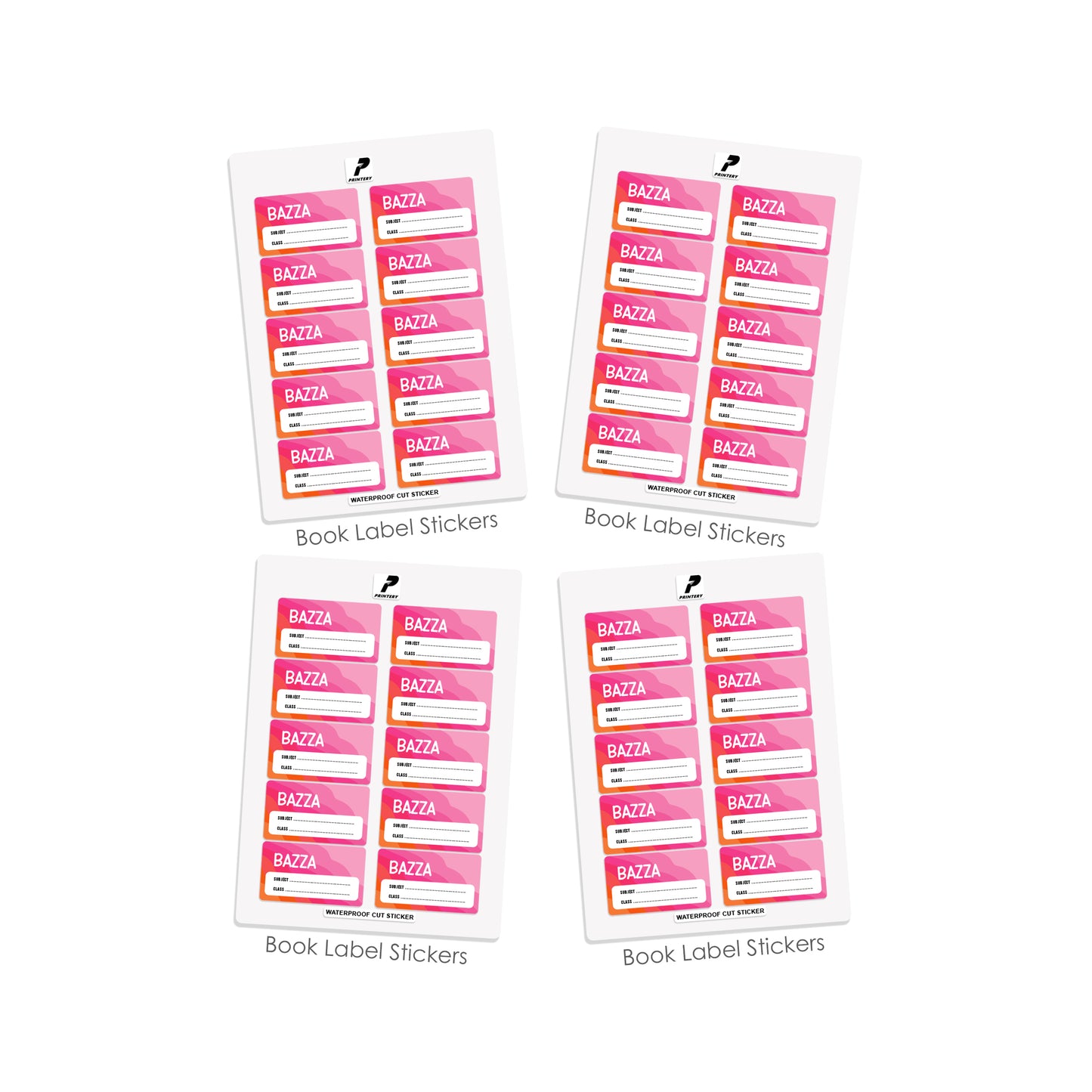 School Label Stickers Pack D165 - Pink Retro Waves