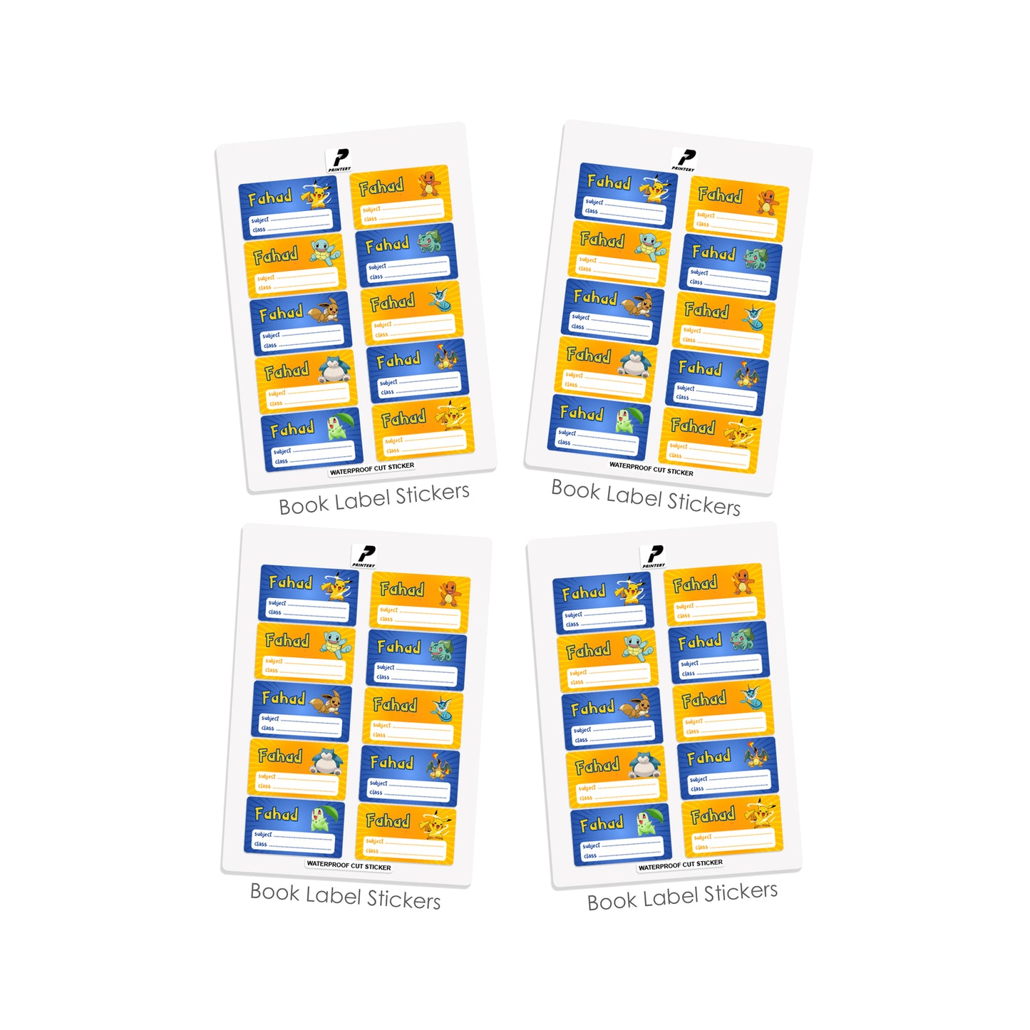 School Label Stickers Pack D150 - Pokemon