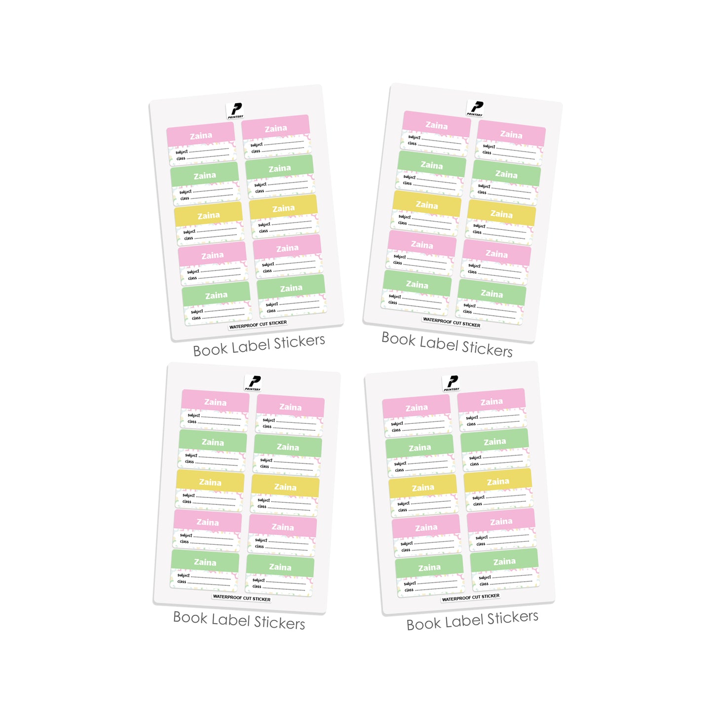School Label Stickers Pack D162 - Flower Pattern