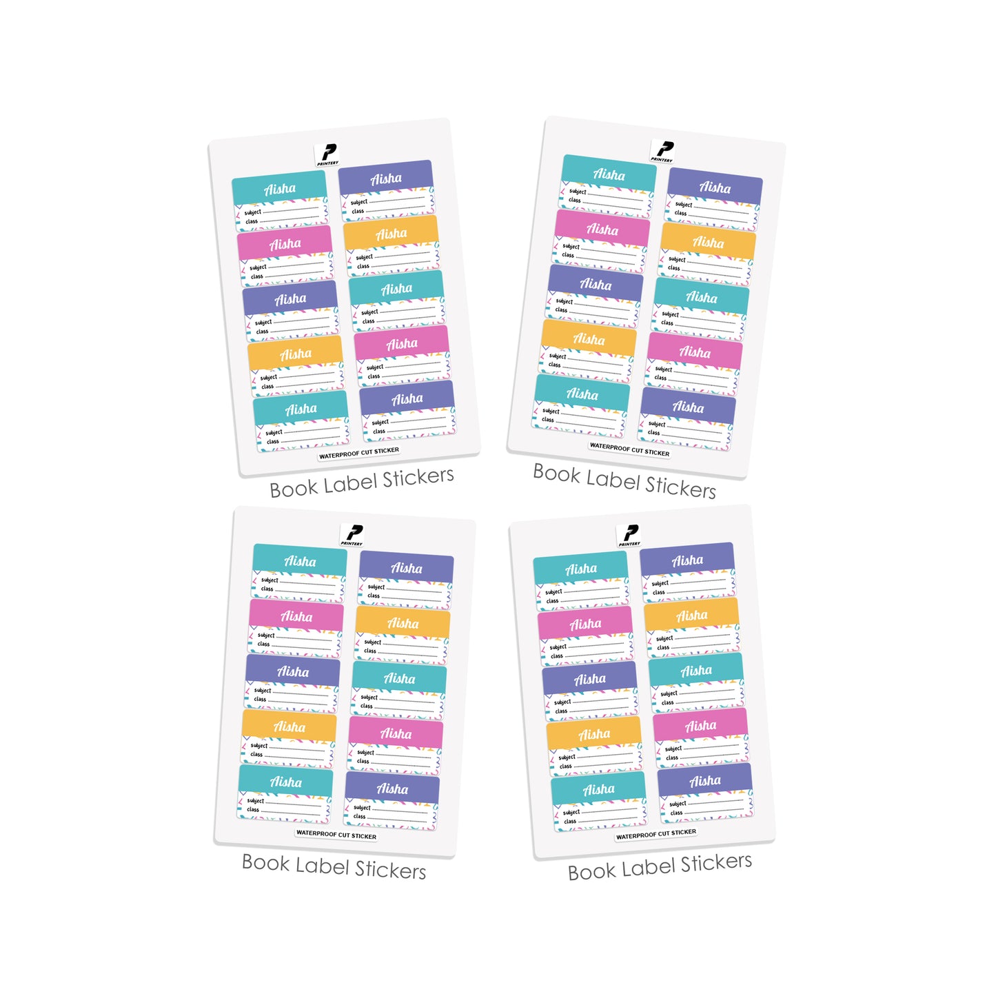 School Label Stickers Pack D163 - Heart Pattern