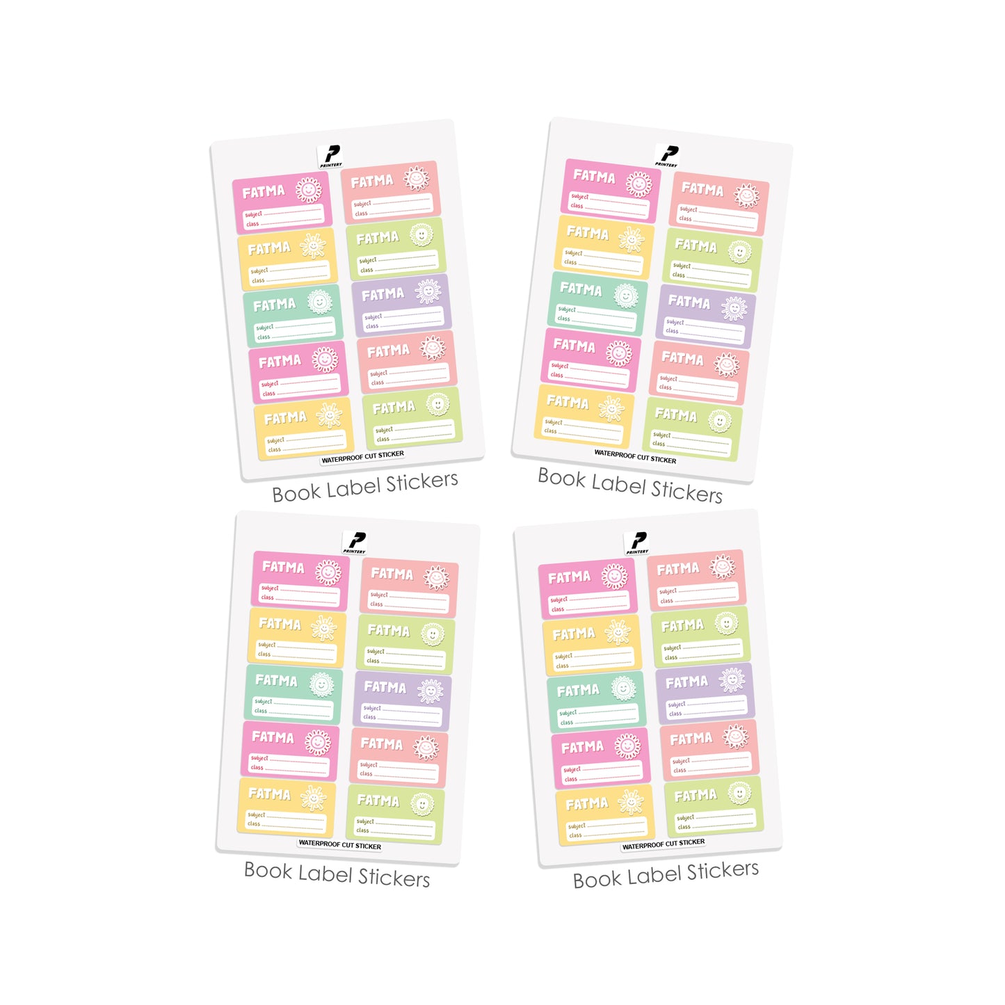 School Label Stickers Pack D149 - Pastel Sun