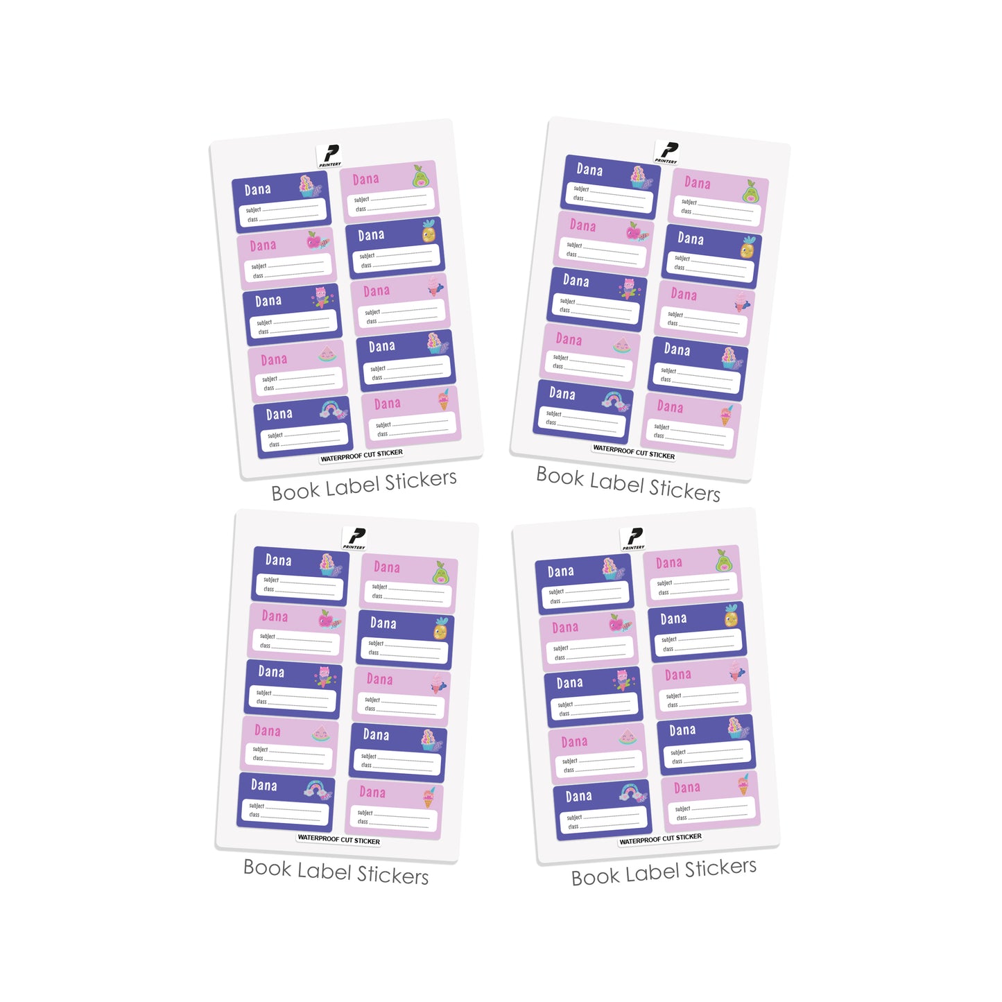 School Label Stickers Pack D158 - Icecream