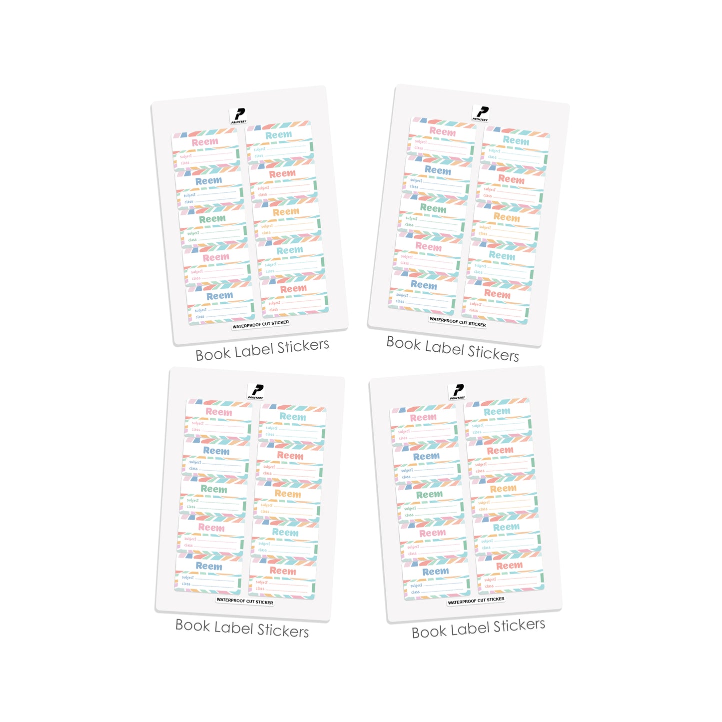 School Label Stickers Pack D164 - Color Waves