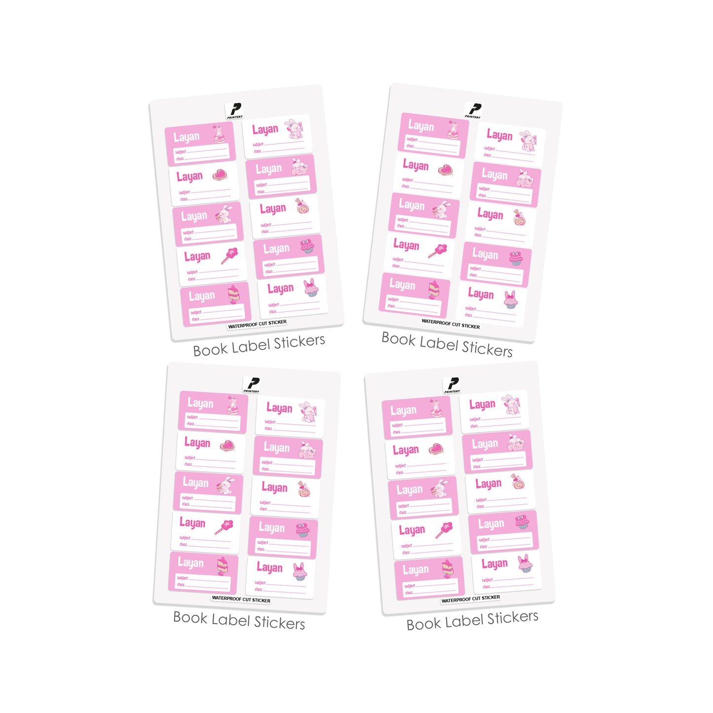 School Label Stickers Pack D151 - Rabbit & Bear