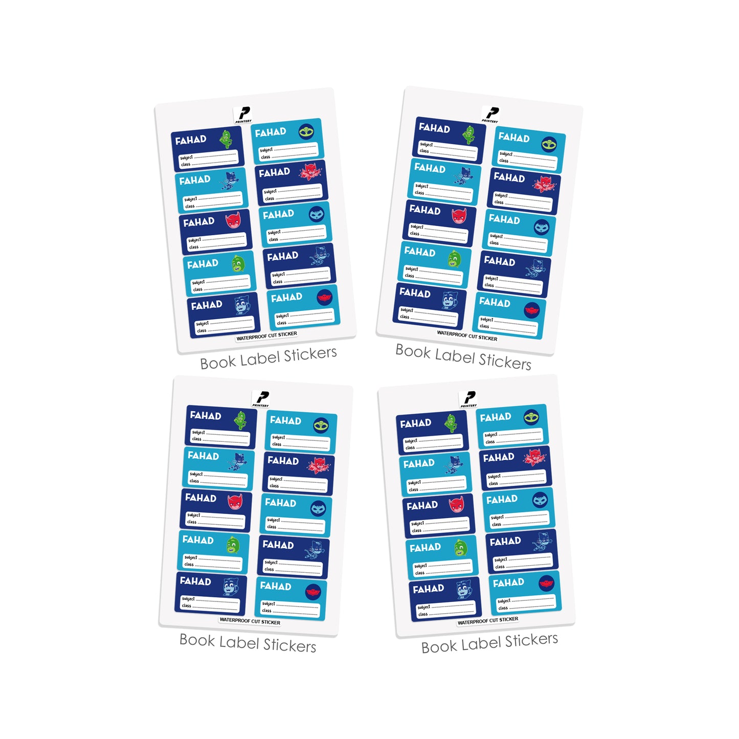 School Label Stickers Pack D152 - PJ Masks