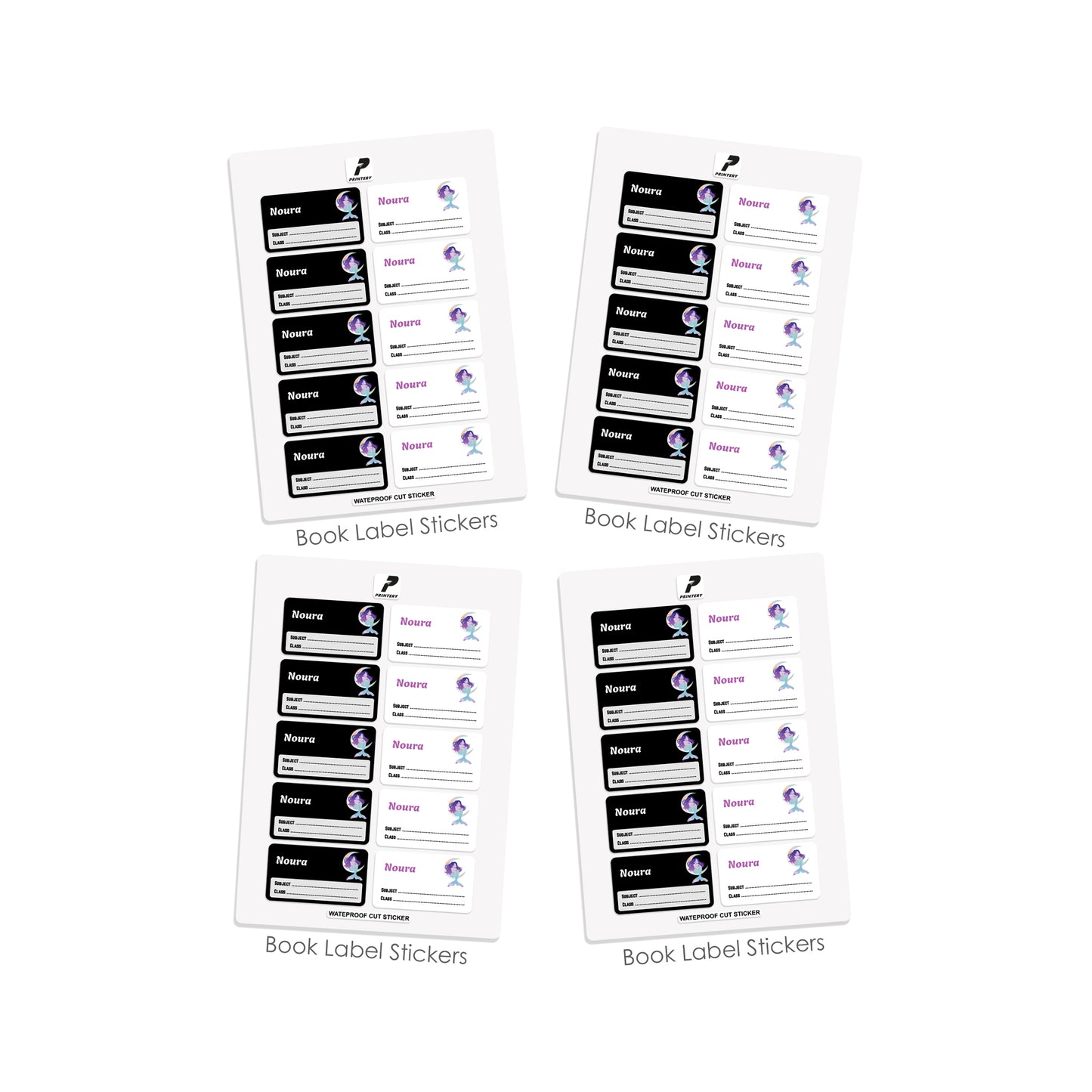 School Label Stickers Pack D160 - Mermaid